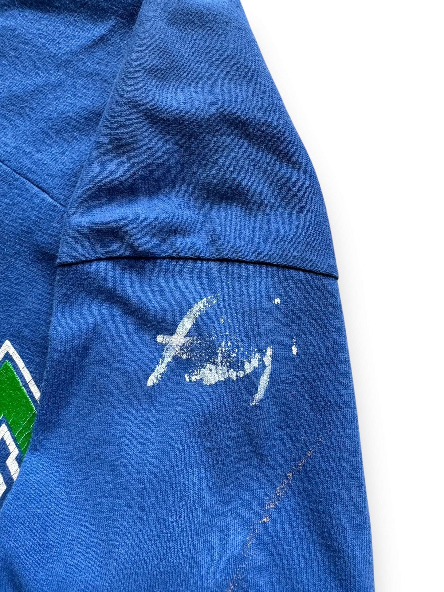 paint stain on sleeve of Vintage Seattle Seahawks Jersey Tee SZ L