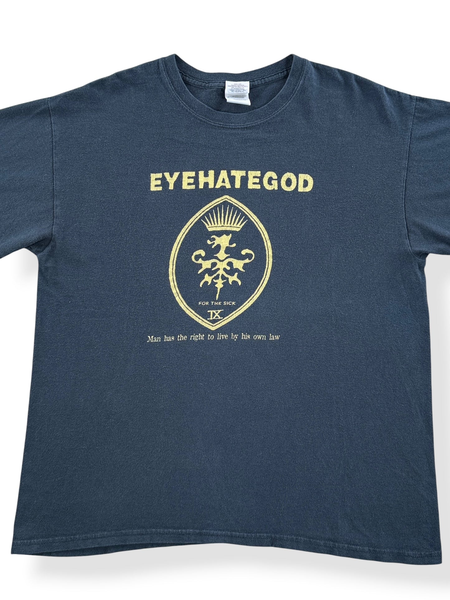 Front Close Up of Vintage 00's Eyehategod Tee SZ L