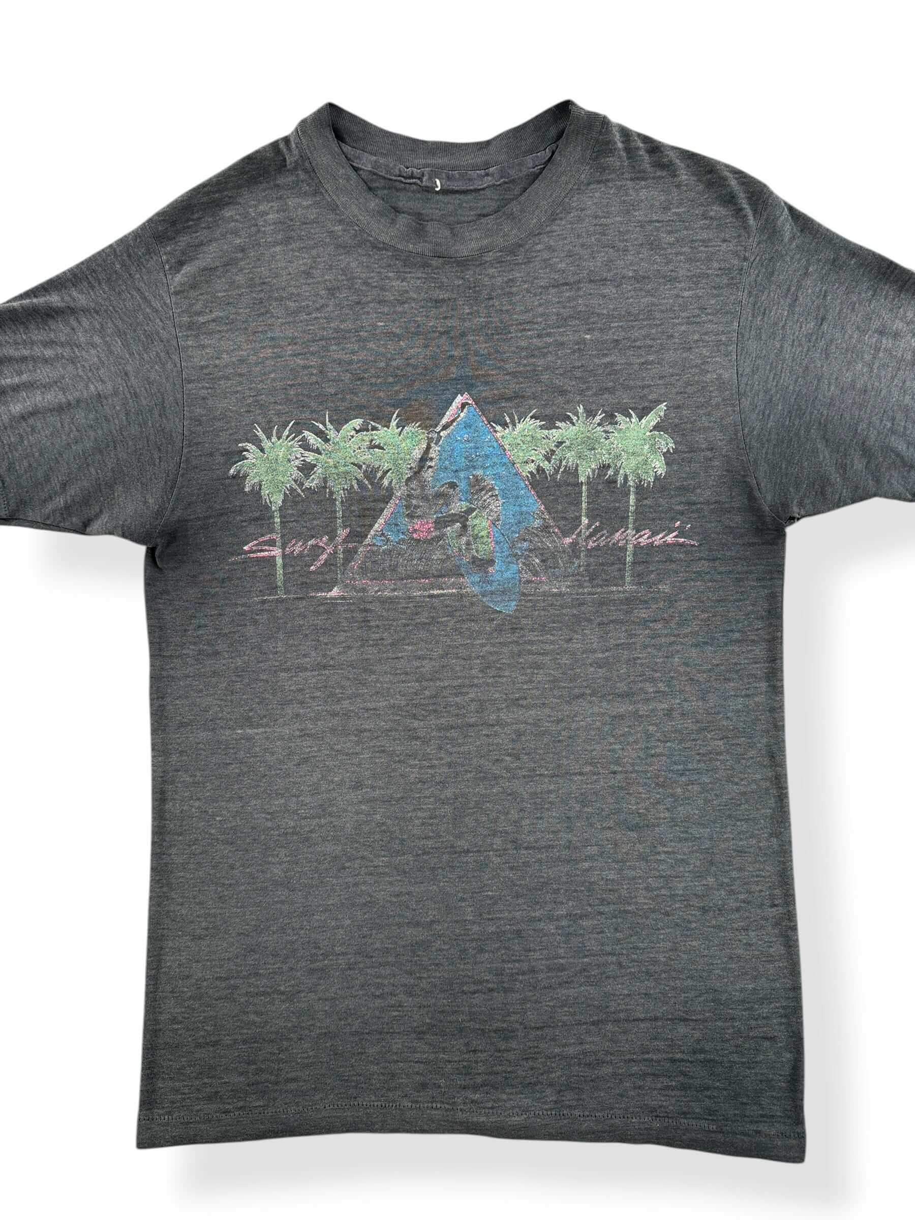 Front Close Up of Vintage Surf Hawaii Paper Thin Tee SZ S