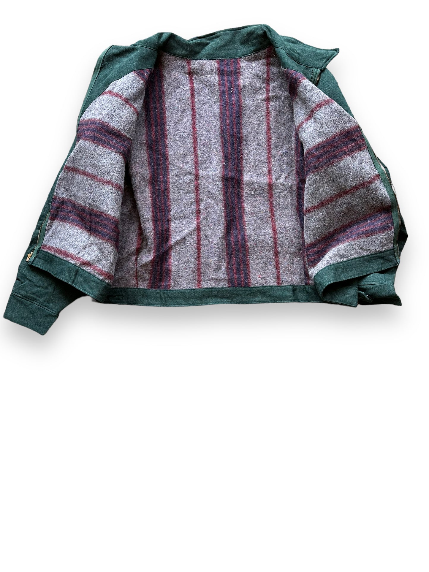Blanket Liner View of Vintage Green Blanket Lined Gas Station Jacket SZ 56 | Vintage Workwear Jacket Seattle | Seattle Vintage Clothing