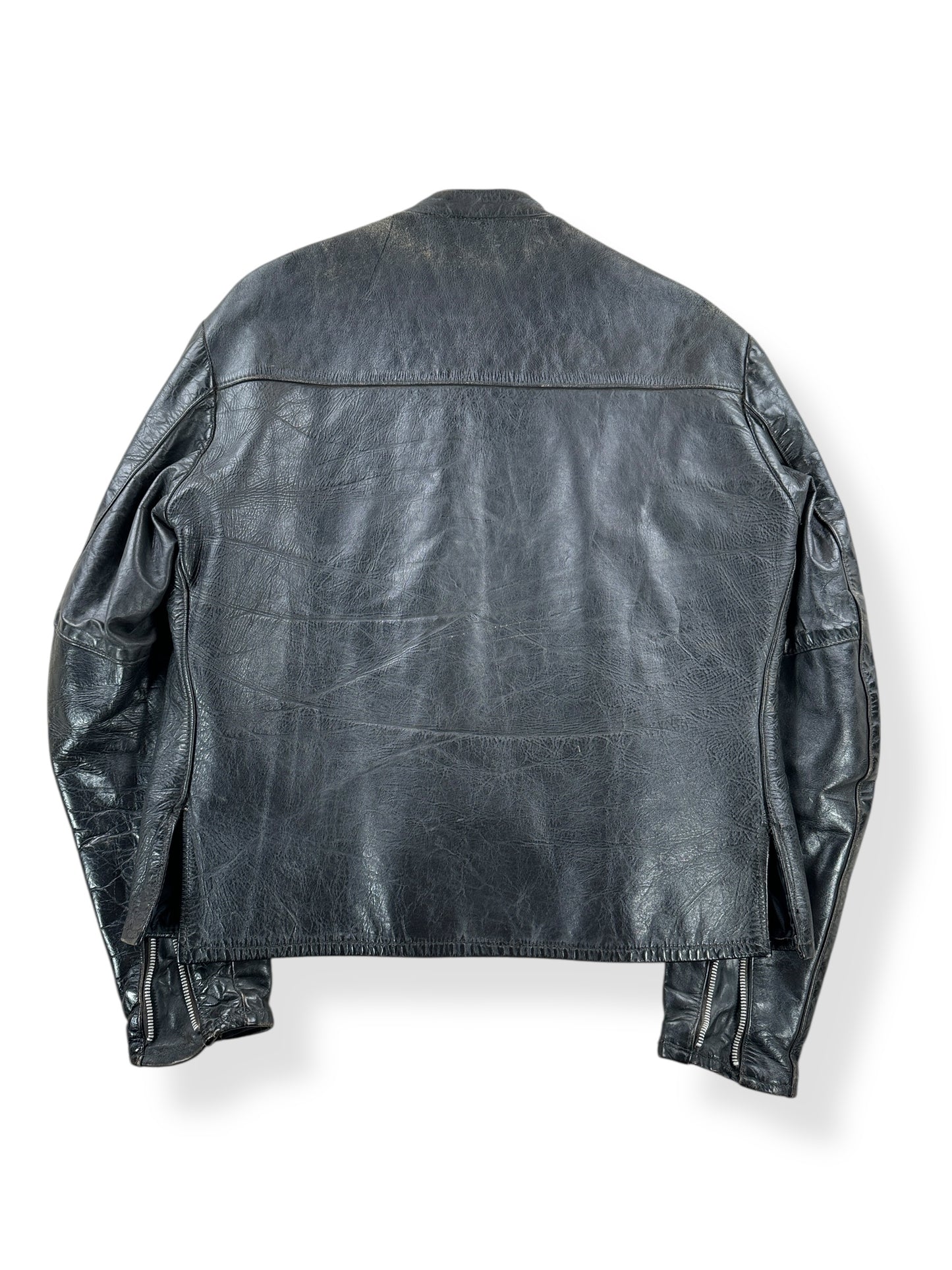 Back of Vintage Leather Moto Jacket SZ L AS IS