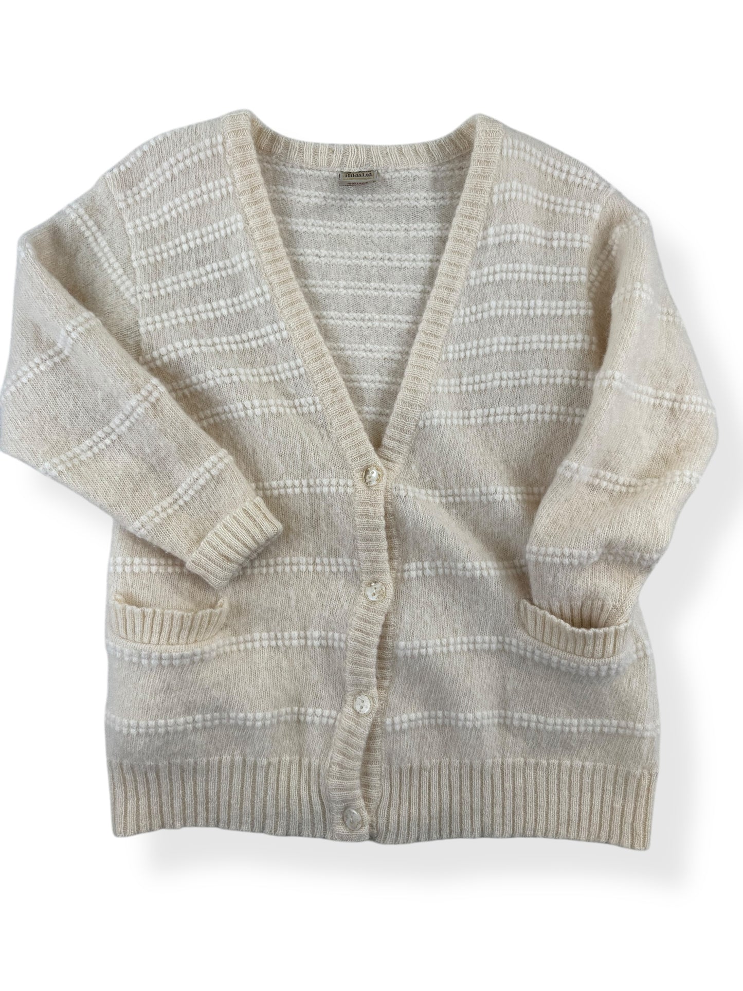 Front view of 1980s Hilda Ltd. Wool Cardigan L