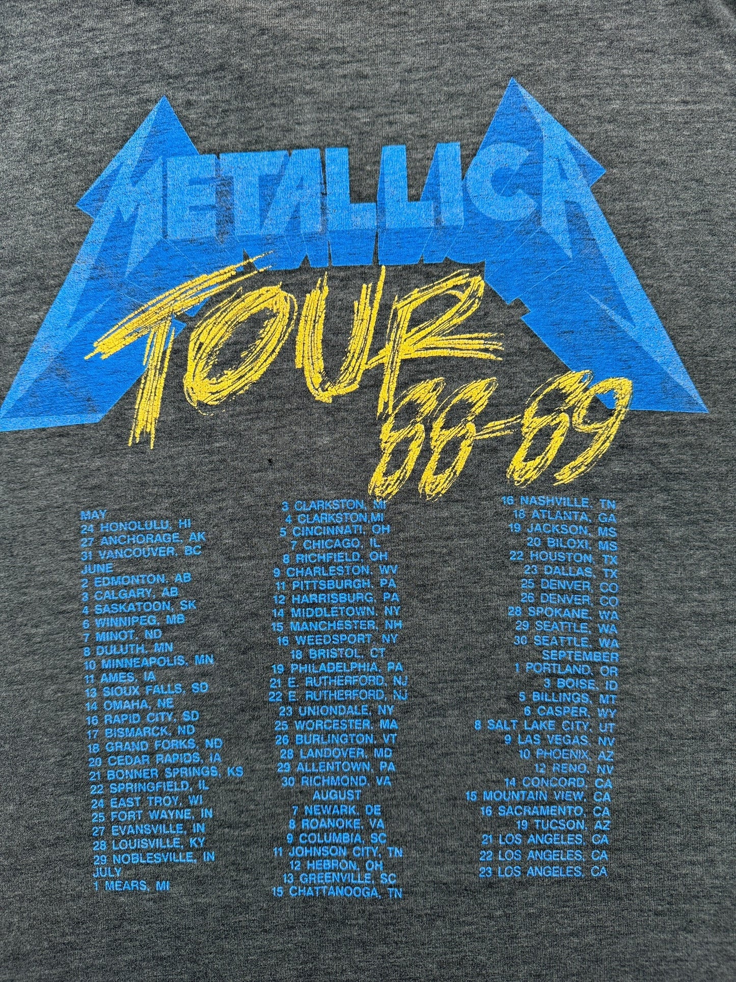 Back Graphic of Vintage Metallica "And Justice For All" 88-89 Tour Tee SZ M