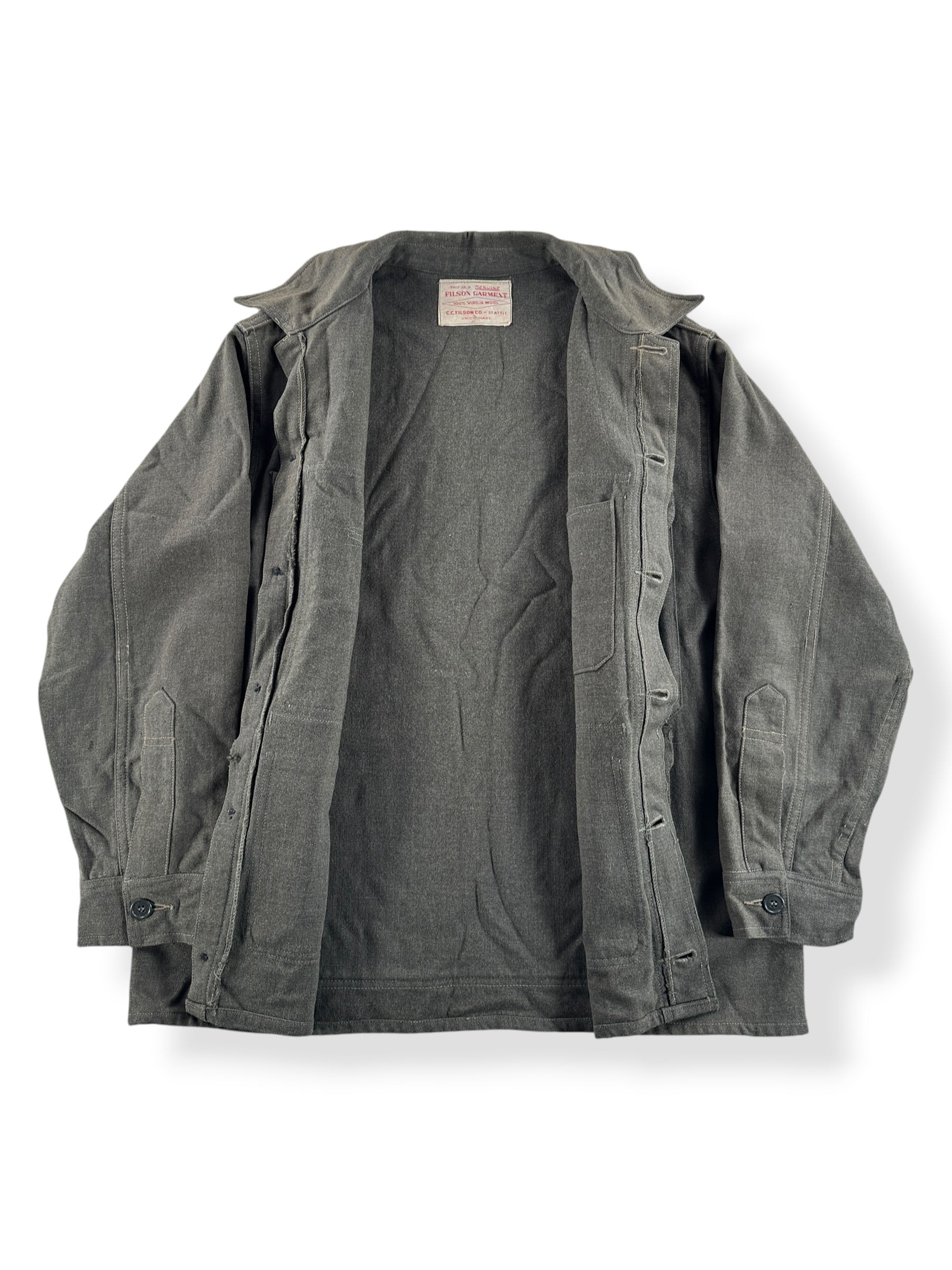 Inside of Vintage 40s/50s Filson Wool Mackinaw Cruiser SZ 44