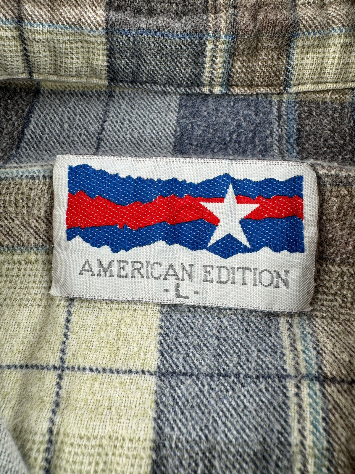 Tag on Vintage American Edition Printed Cotton Flannel SZ L