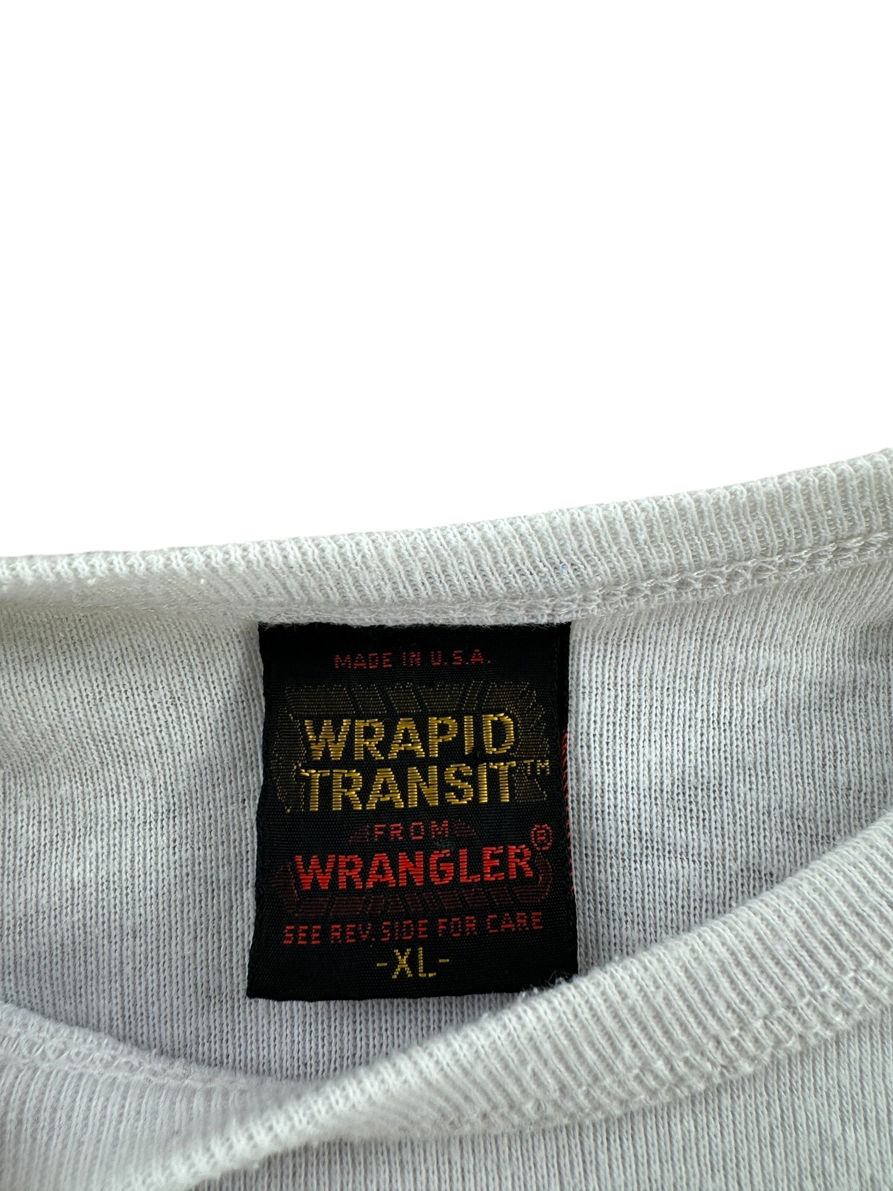 Tag on Vintage 70's Wrangler Overalls Tee SZ S