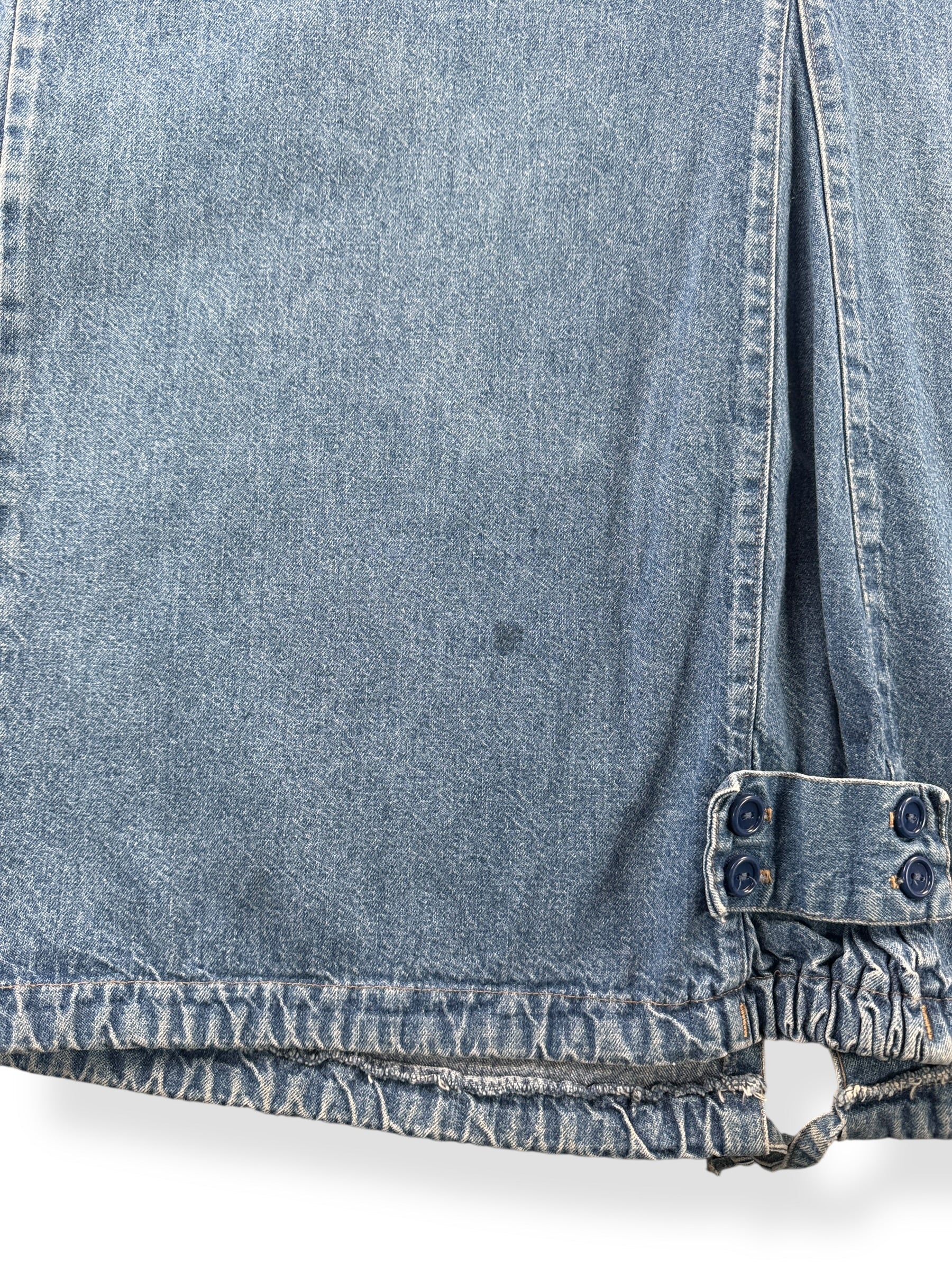 Stain on Vintage 80s Long Denim Duster Coat SZ XL