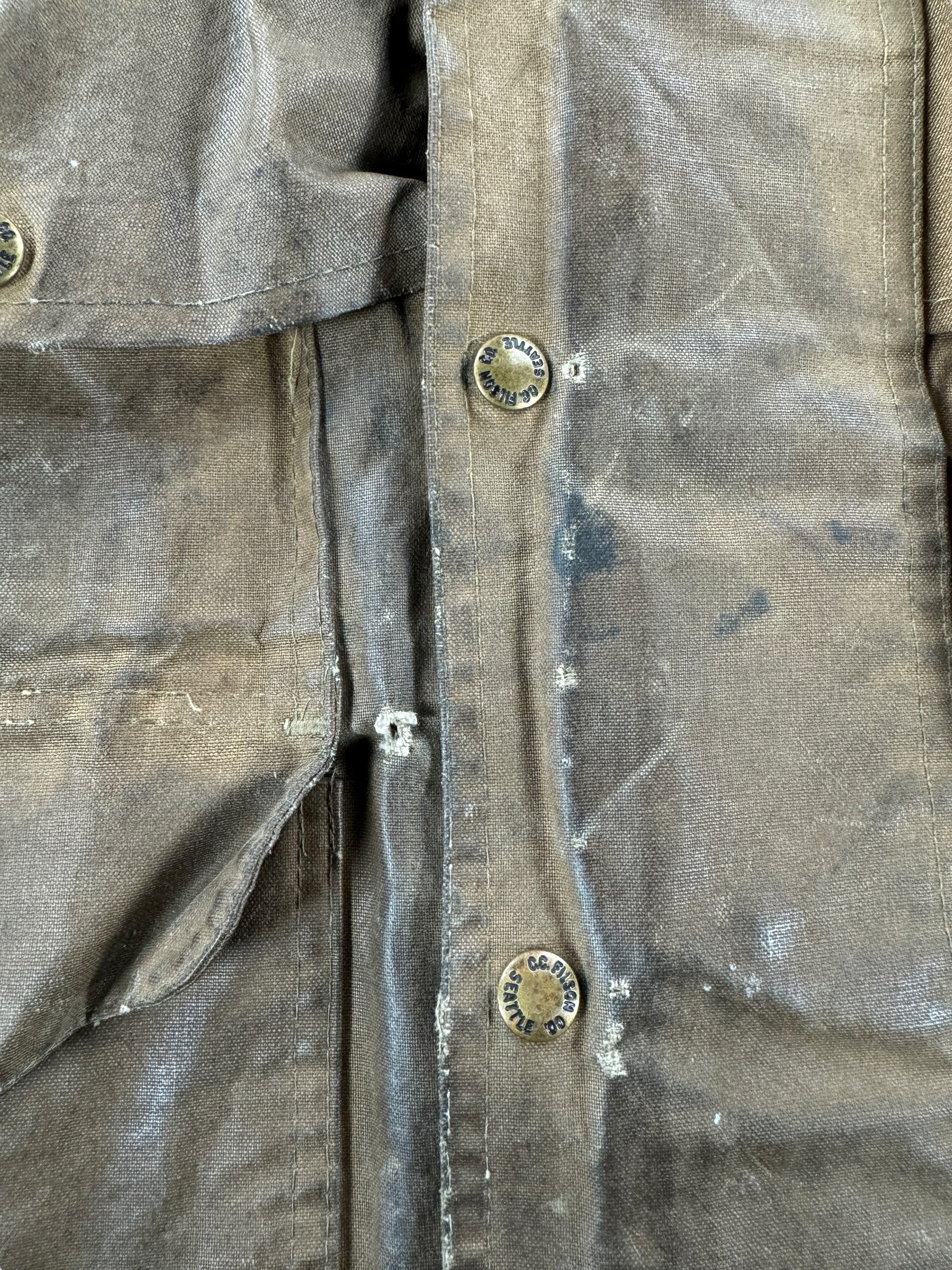 Wear on Vintage Filson Tin Cloth Packer Coat SZ 40