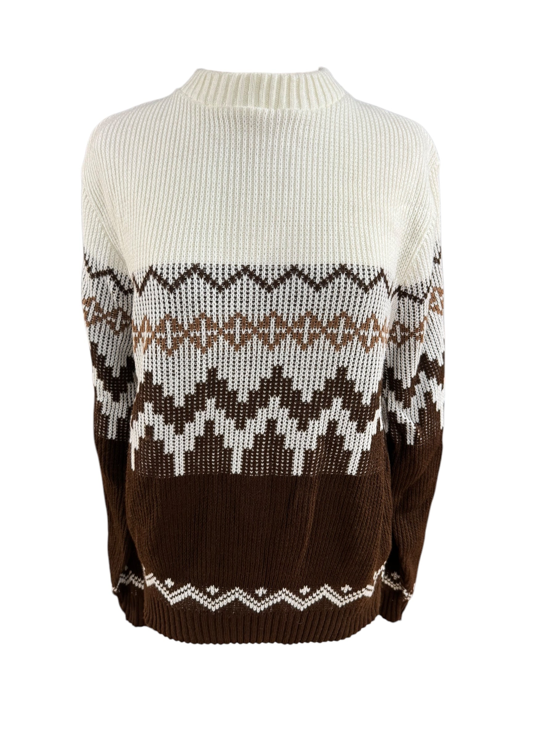 Front view of 1970s Deadstock Kingsport Orlon Ski Sweater L