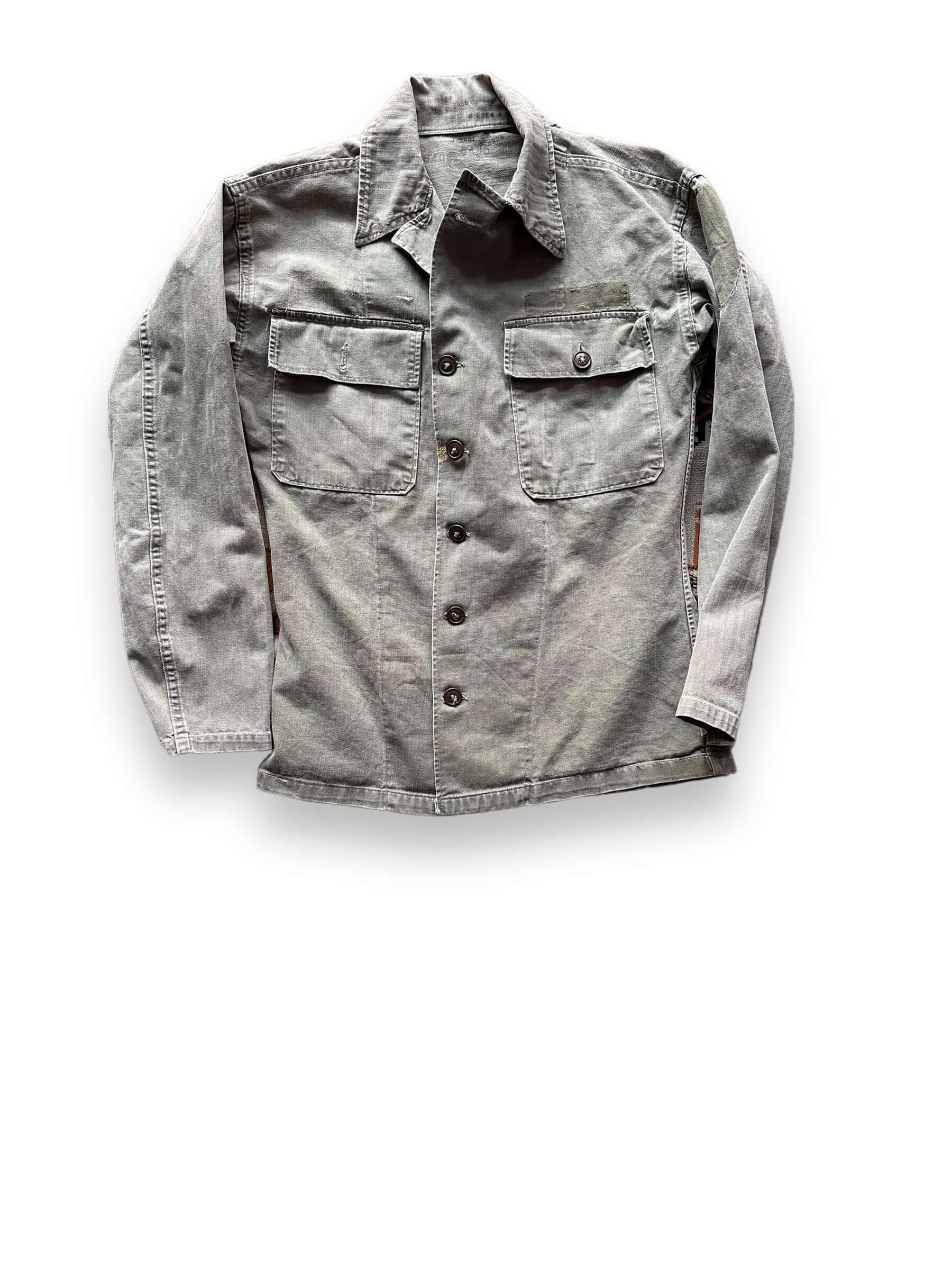 Front View of Vintage HBT Jacket Top SZ M | Herringbone Twill Jacket