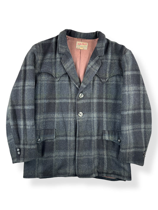 Front of Vintage Grey & Black Field & Stream Wool Western Jacket SZ 44