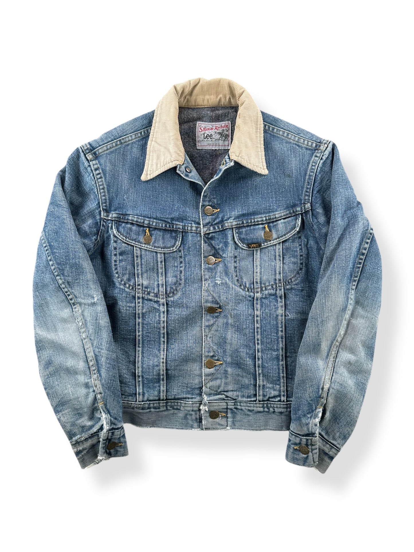 Front of Vintage Lee Storm Rider Denim Jacket SZ 38