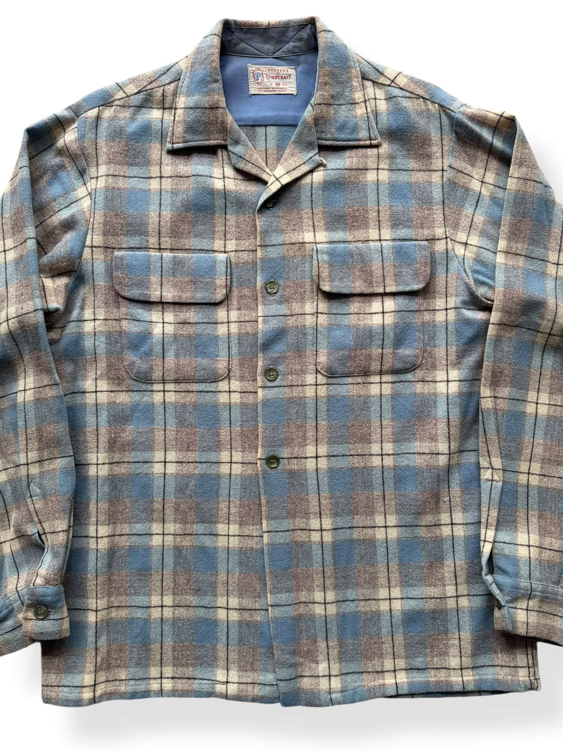 Front Close Up of Vintage Penney's Towncraft Flannel SZ M