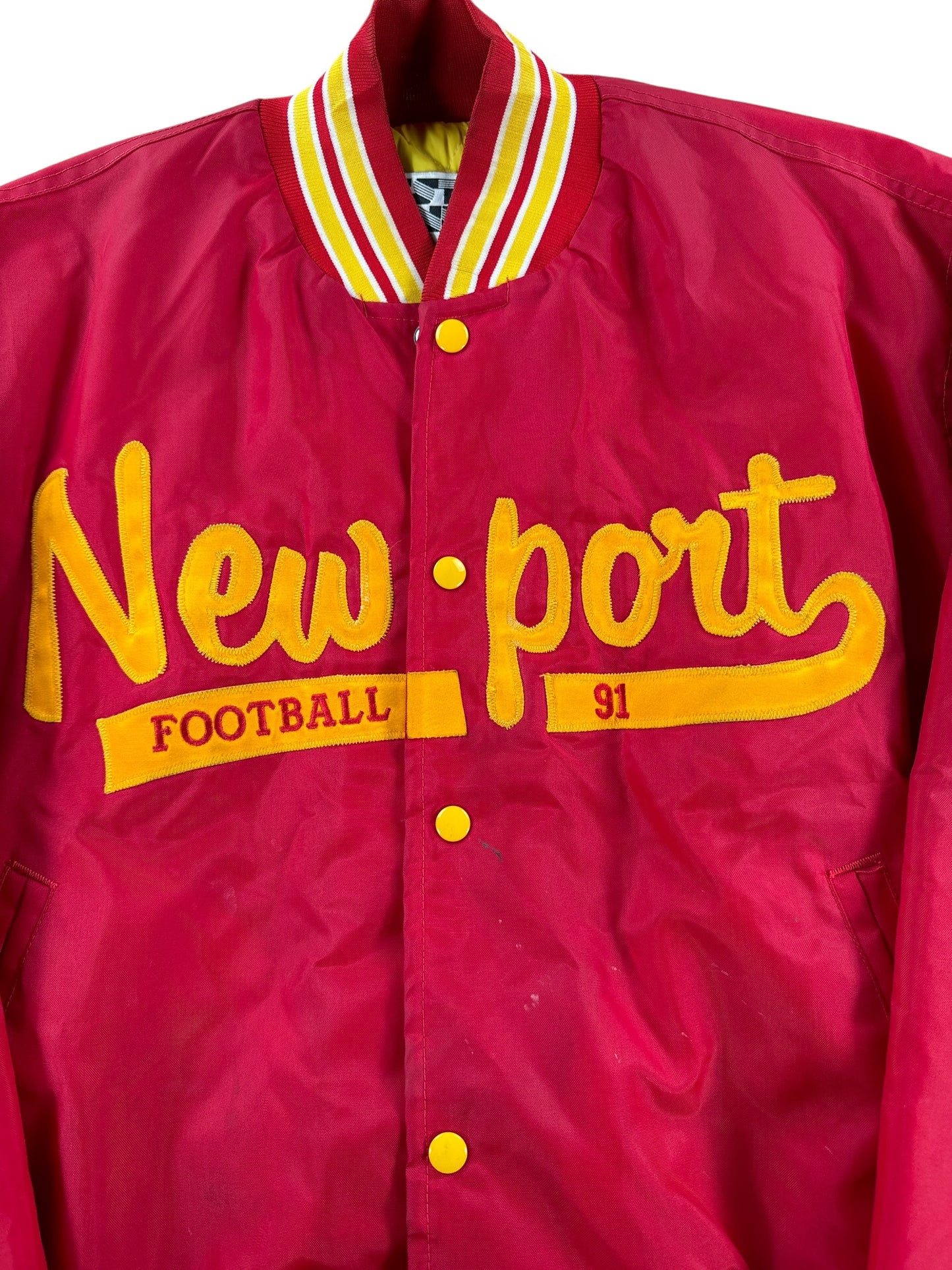 Front Text on Vintage Newport Football Jacket SZ L