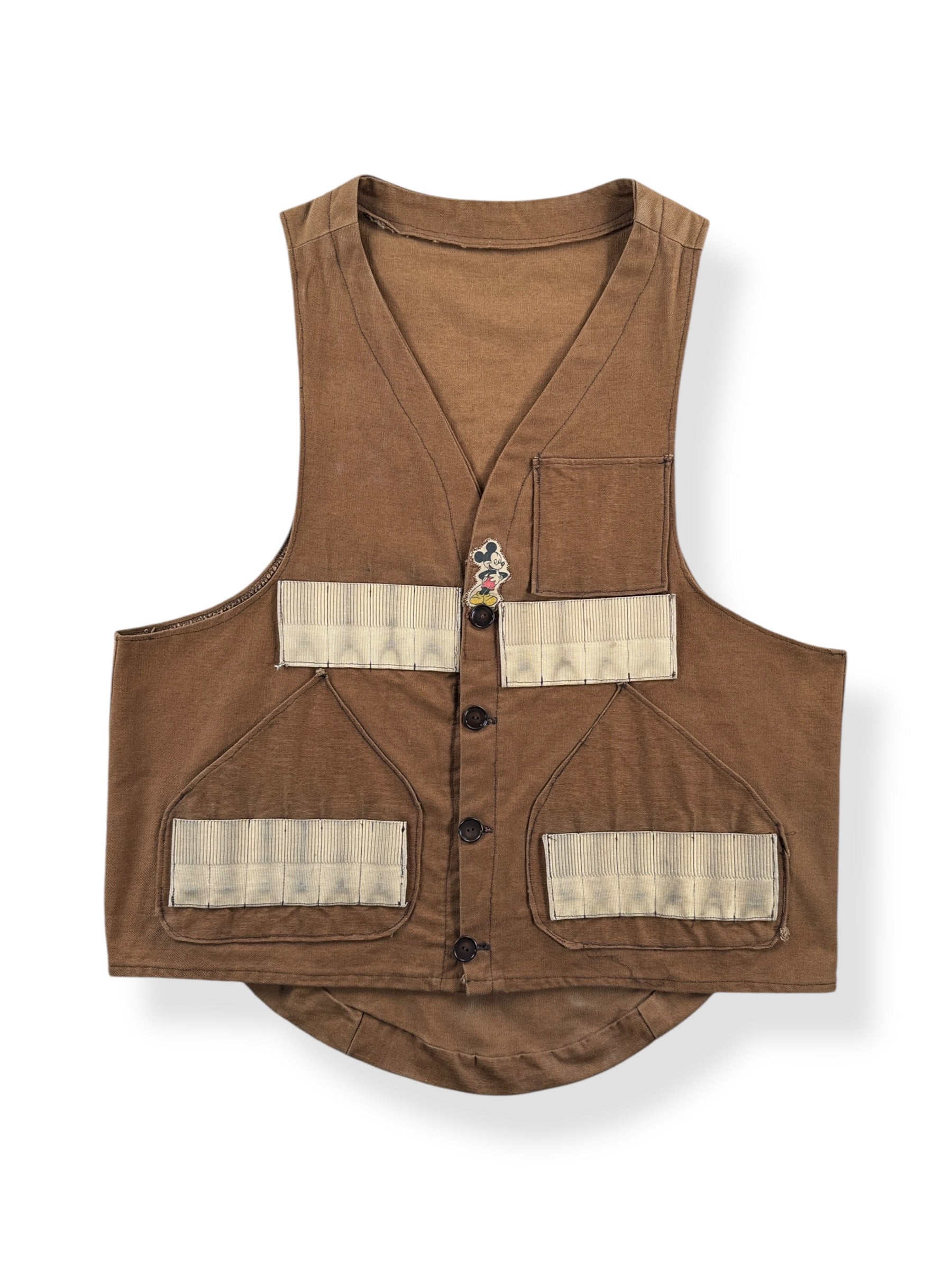 Front of Vintage Hunting Vest w/ Mickey Patch SZ M