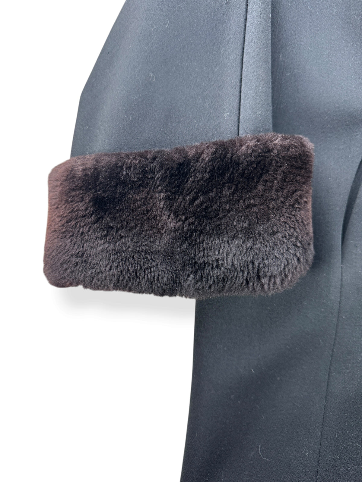 Fur cuffs on Vintage Black Swing Coat SZ M