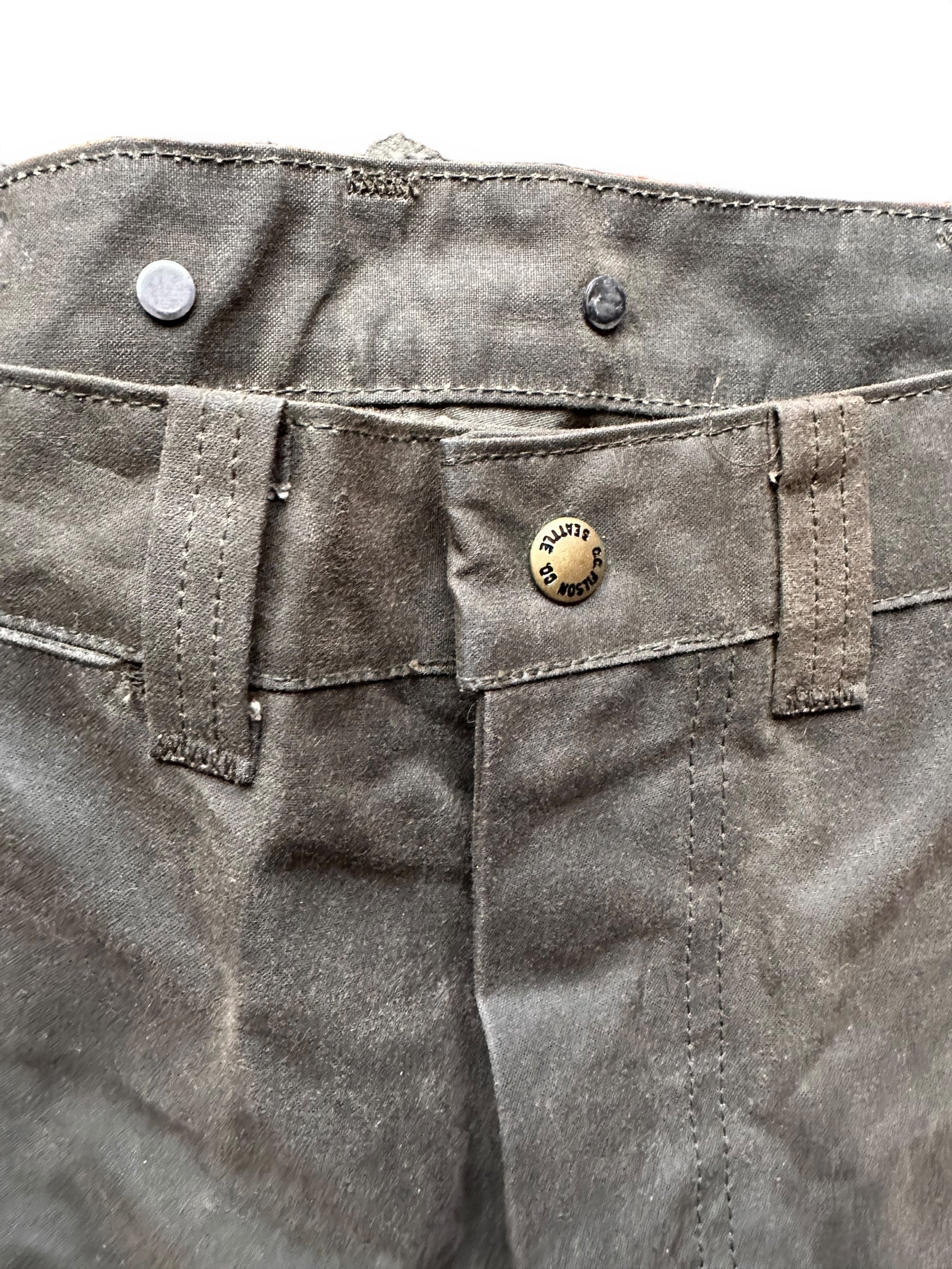 Button View on Vintage Filson Tin Cloth Double Hunting Pants W34 |  Barn Owl Vintage Goods | Filson Bargain Outlet Seattle
