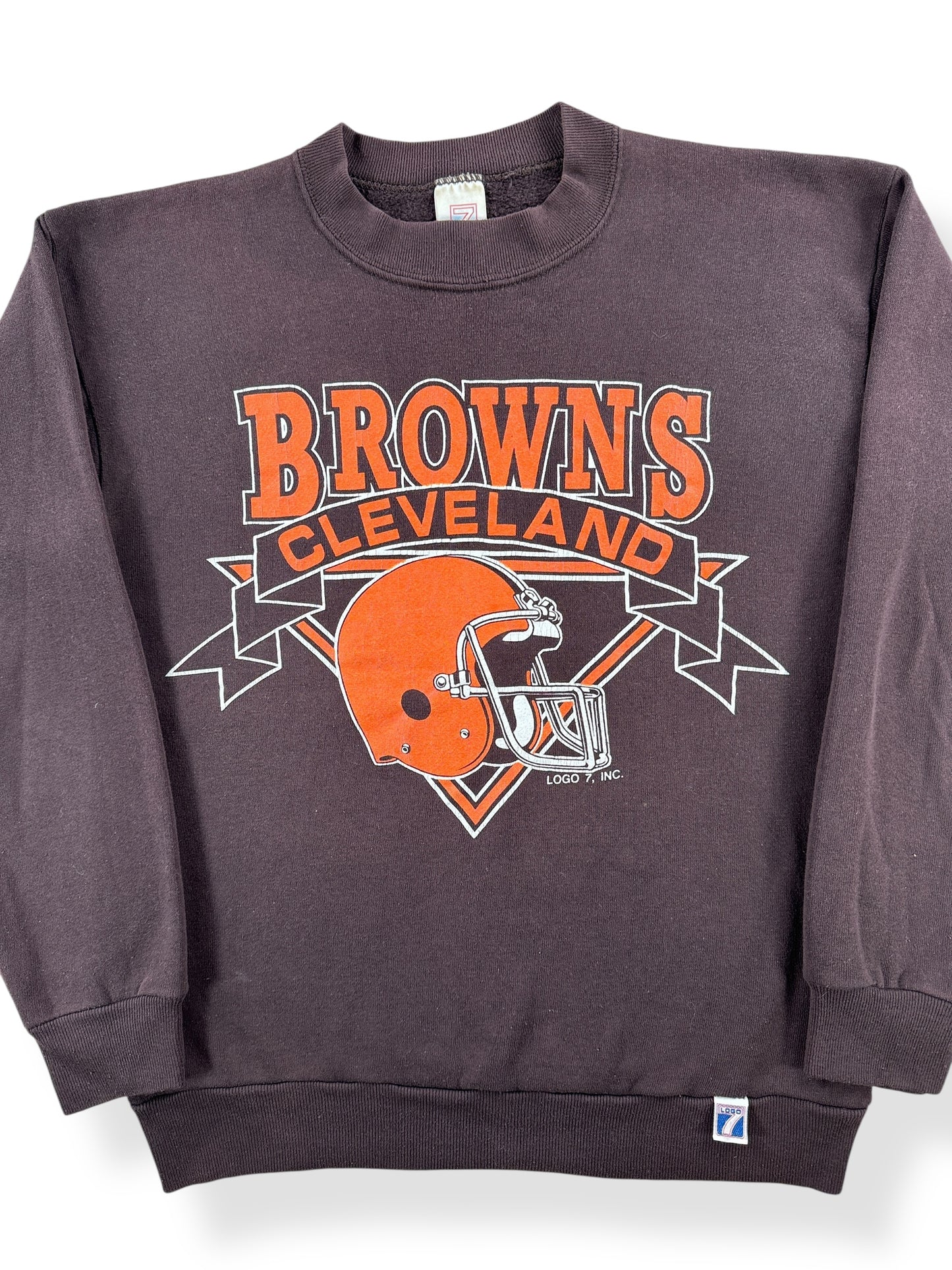 Front Close Up of Vintage Cleveland Browns Crewneck SZ S