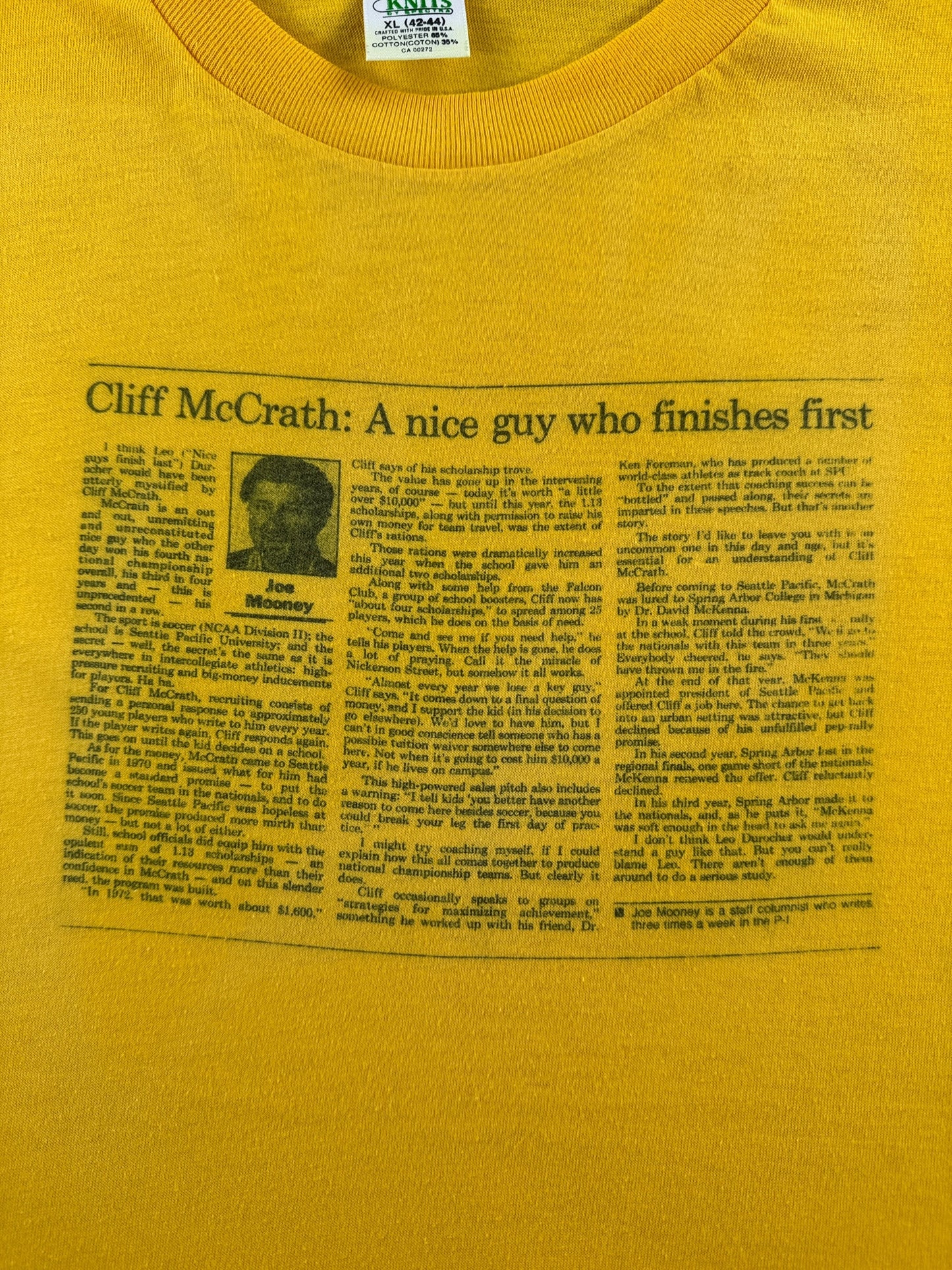 Graphic of Vintage SPU Soccer Legend Cliff McGrath Tee SZ XL (Fits L)