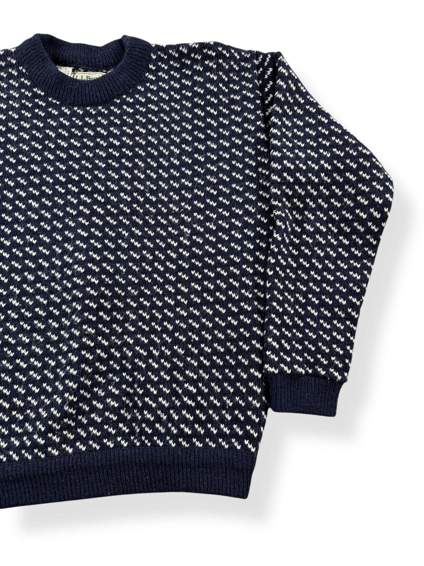 Front Left View of Vintage L.L. Bean Norwegian Birdseye Sweater SZ M