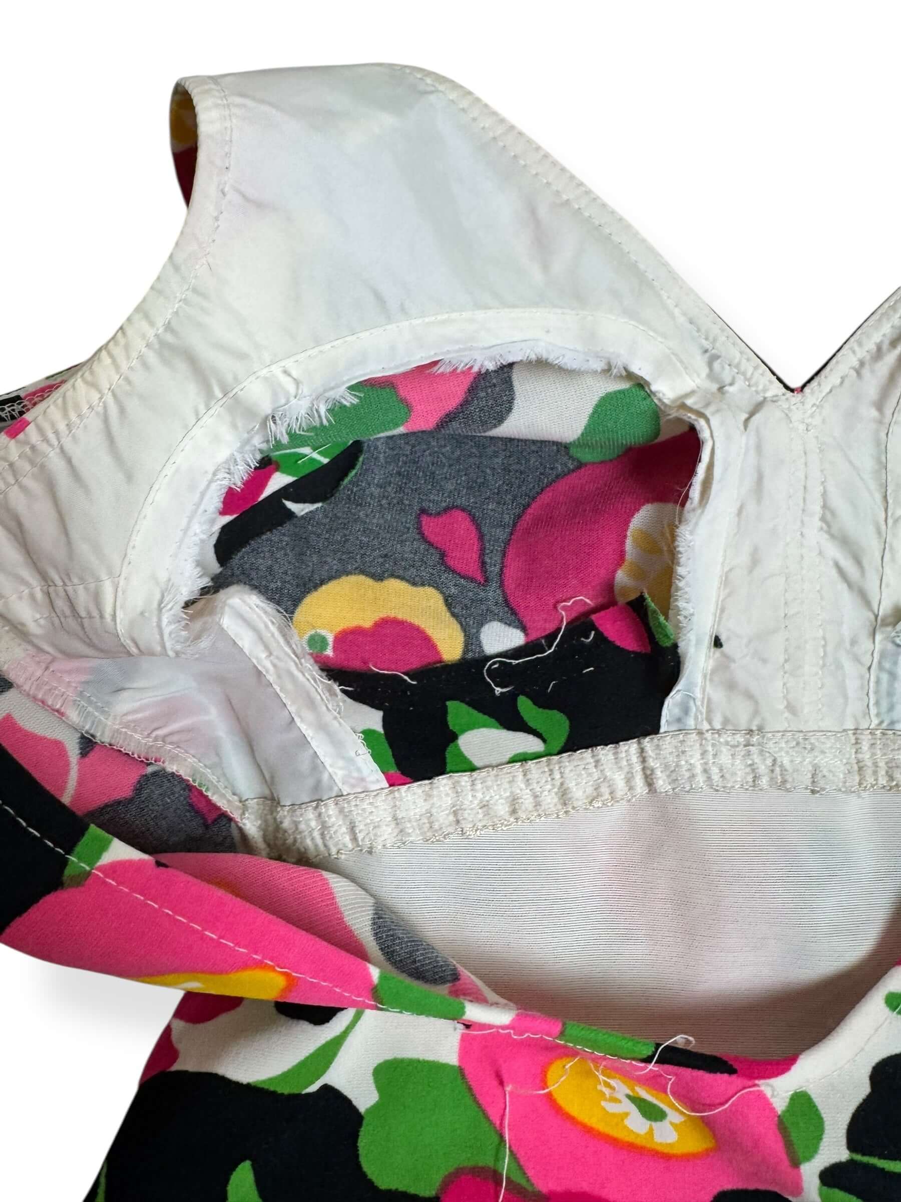 Left breast of 1960s Vibrant Floral Roxanne Bathing Suit S-L