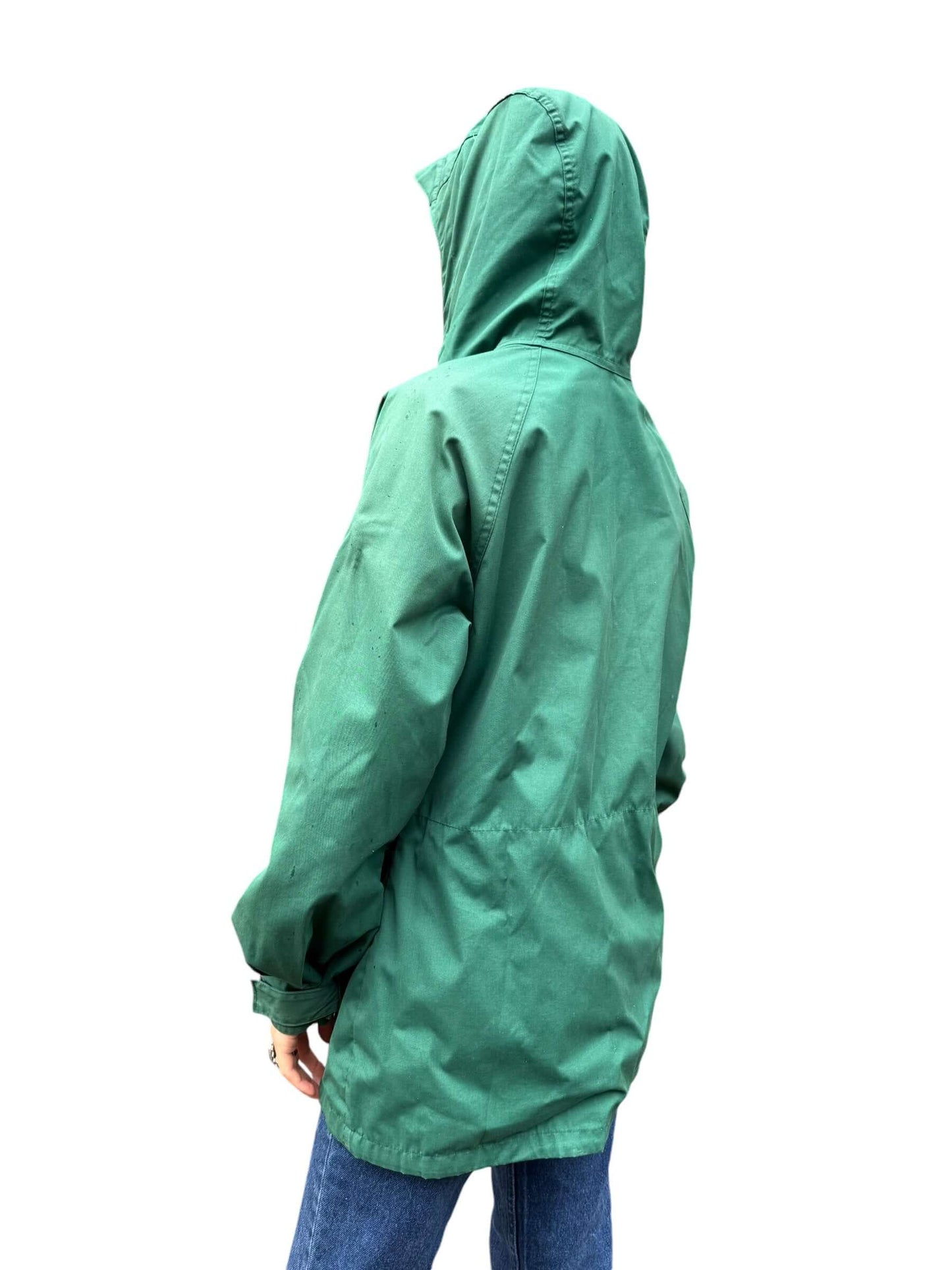 Side model view of 1980s Women's REi Co-Op Rain Jacket M