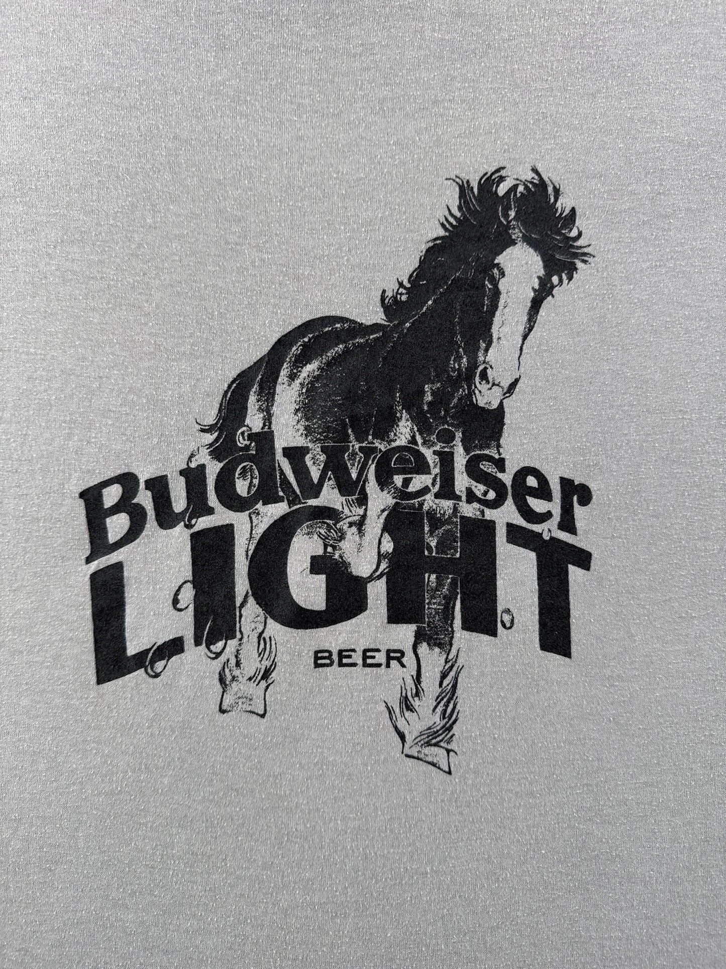 Front graphic on Vintage Bud Light Clydesdale Tee SZ XL (Fits L)