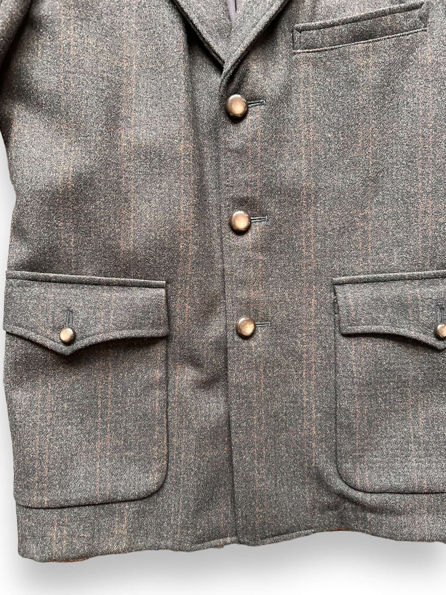 Lower Front View of Vintage Field & Stream Wool Jacket SZ 36 | Vintage Wool Jacket Seattle  | Seattle Vintage Clothing