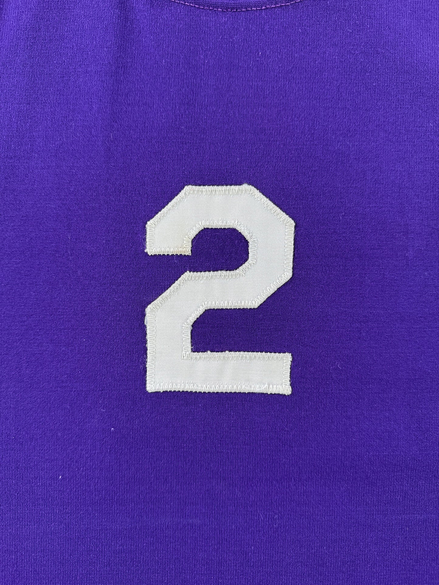 Number on front of Vintage Southland "2" Purple Tank Top Jersey SZ L (Fits M)