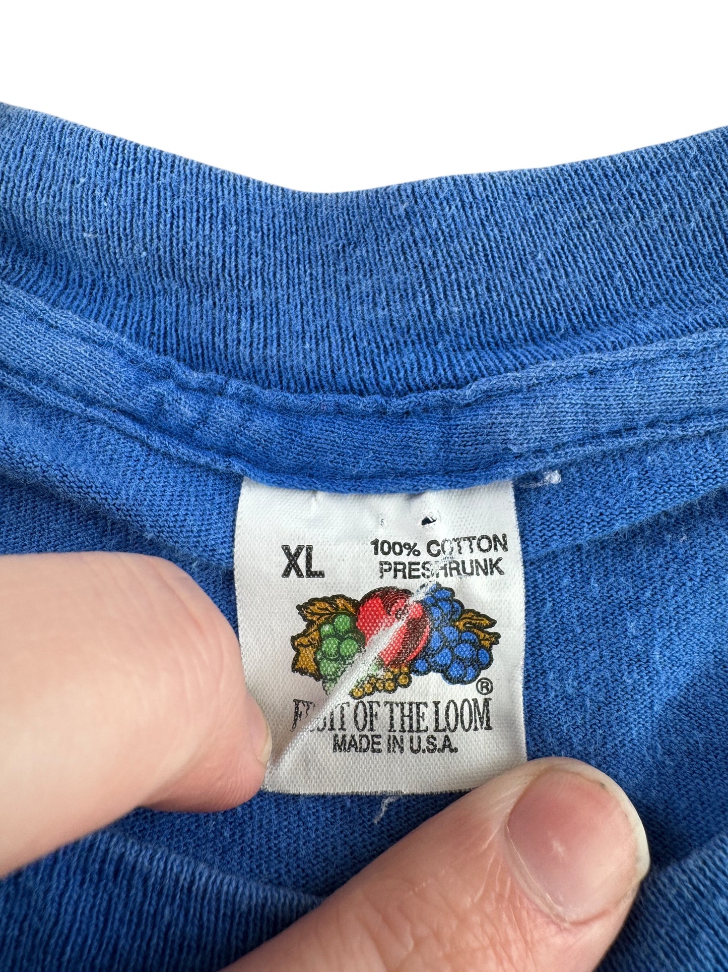 Tag on Vintage Fruit of the Loom Blue Pocket Tee SZ XL (Fits L)