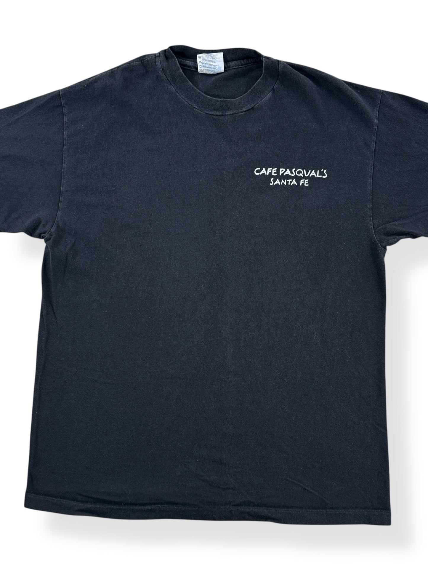 Front Close Up of Vintage Cafe Pasquals Santa Fe Tee SZ L