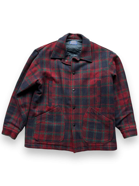 front of Vintage Pendleton Lined Wool Red Plaid Jacket SZ L