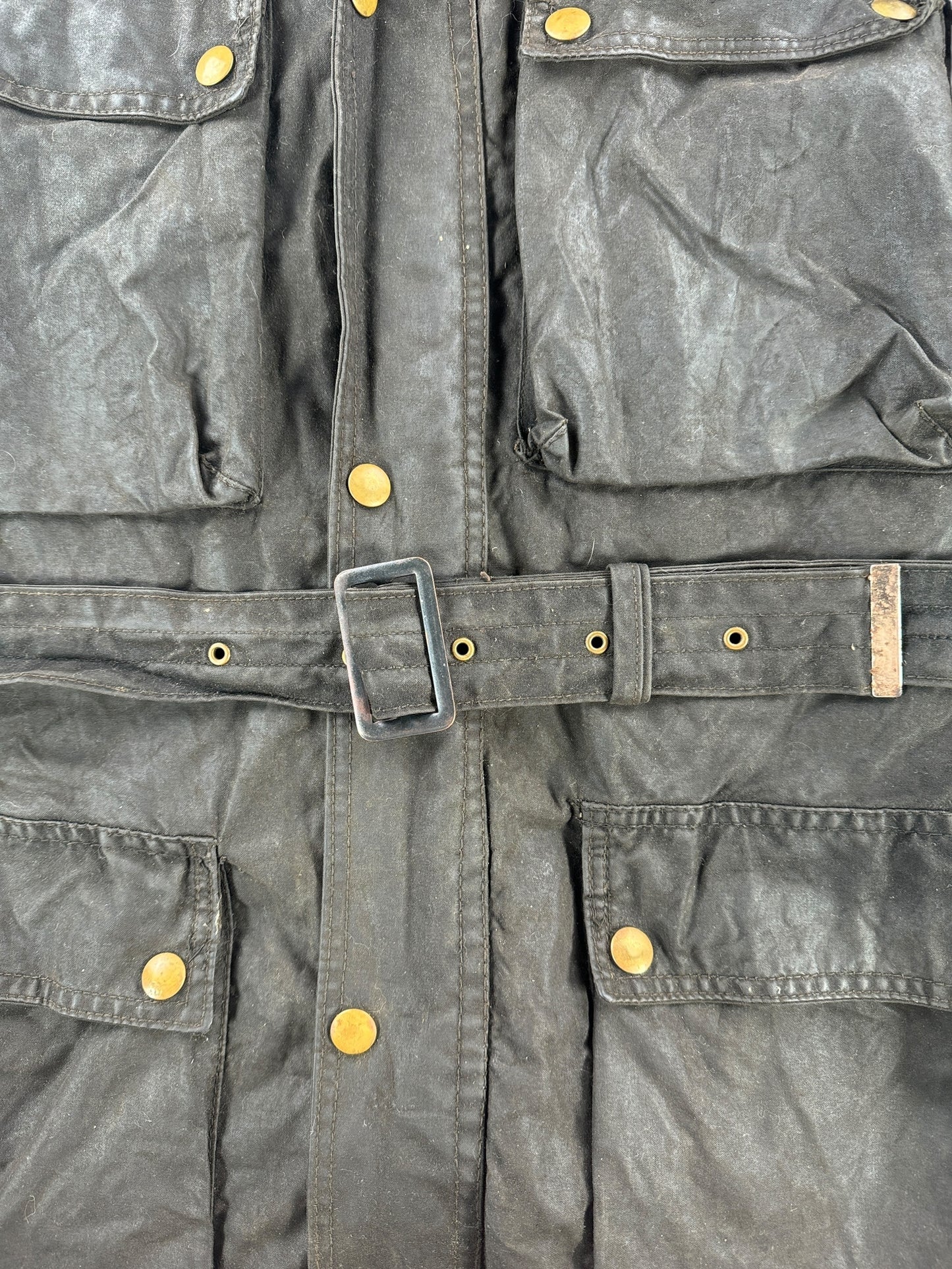 Belt on Vintage Belstaff Trailmaster Waxed Cotton Jacket SZ XL