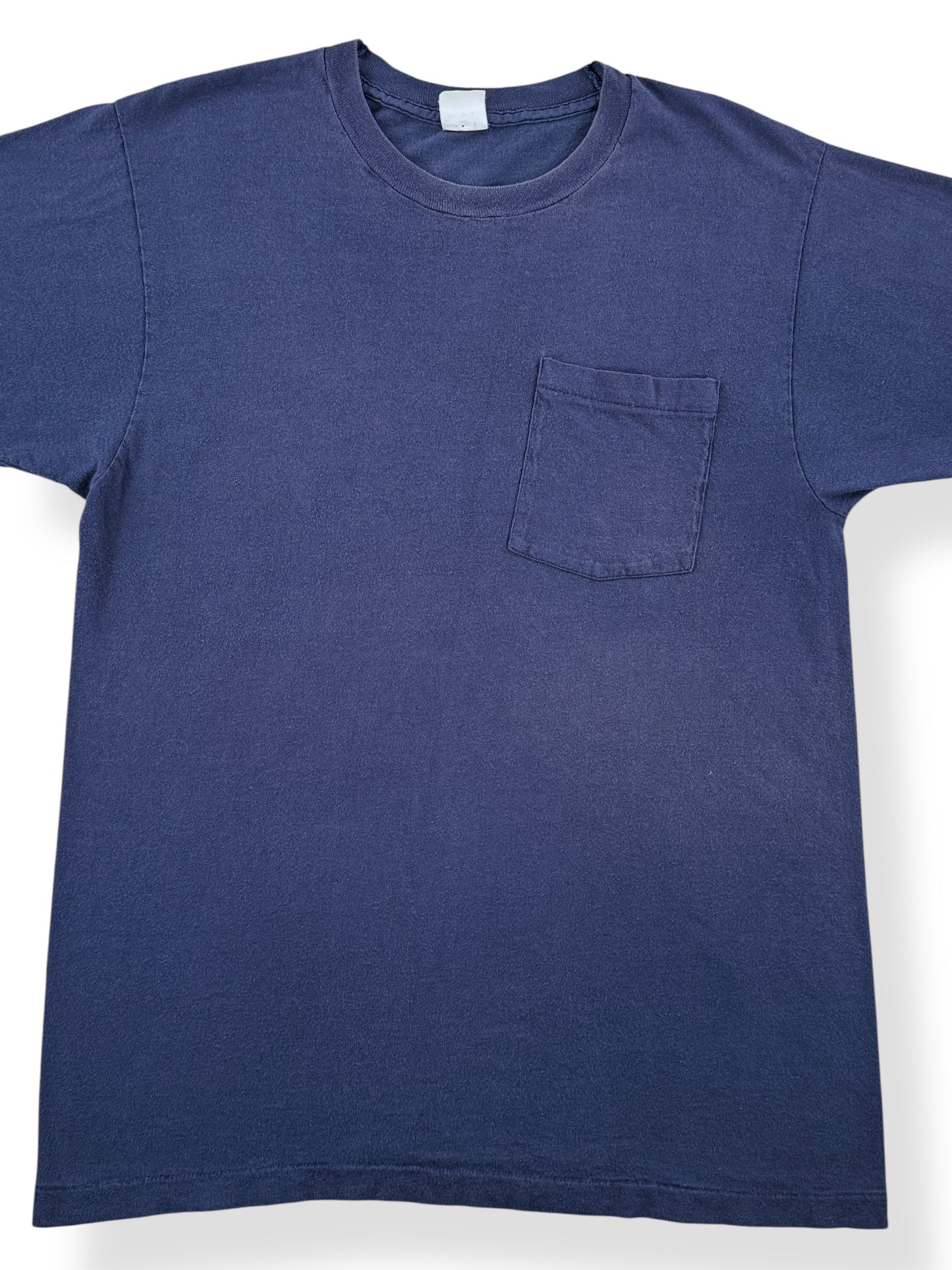 Front Close Up of Vintage Faded Blue FOTL Pocket Tee SZ L (Fits M)