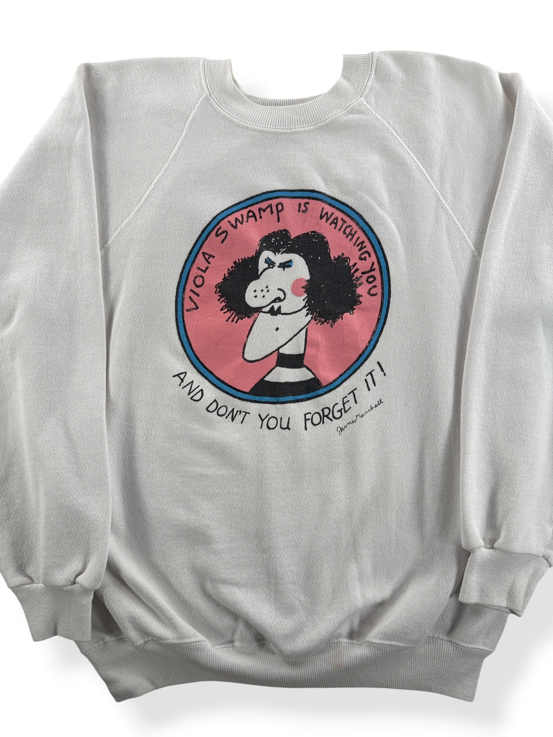 Front Close Up of Vintage Viola Swamp Crewneck Sweatshirt SZ M
