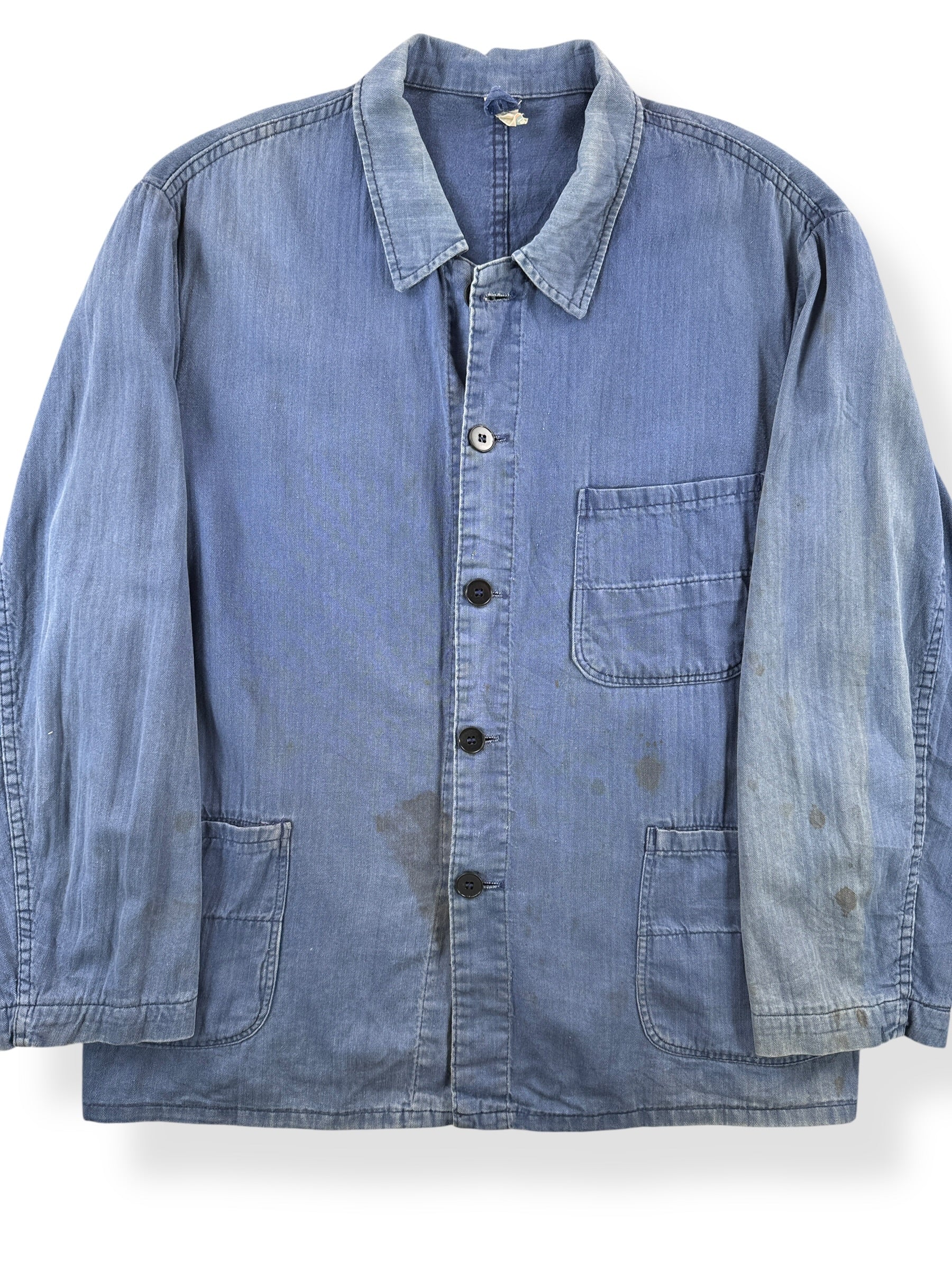 Front Close Up of Vintage Kempel HBT French Chore Coat SZ L
