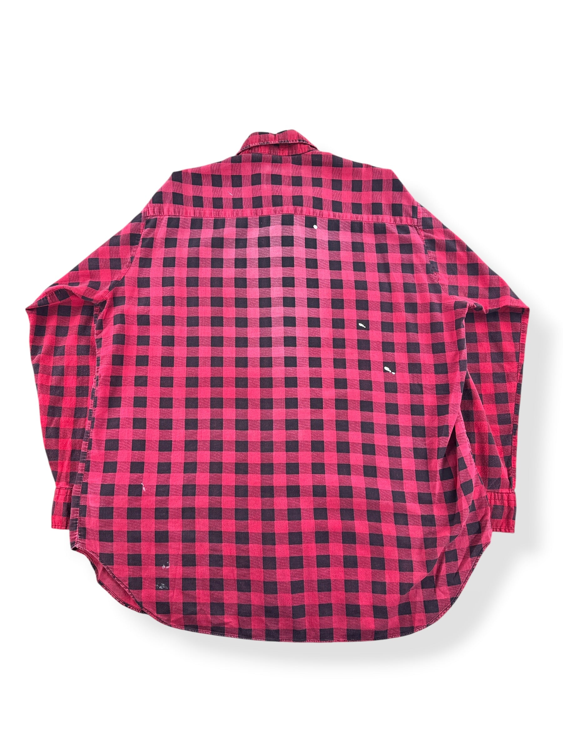 Back of Vintage Dickies Red Printed Cotton Flannel SZ XL - AS IS