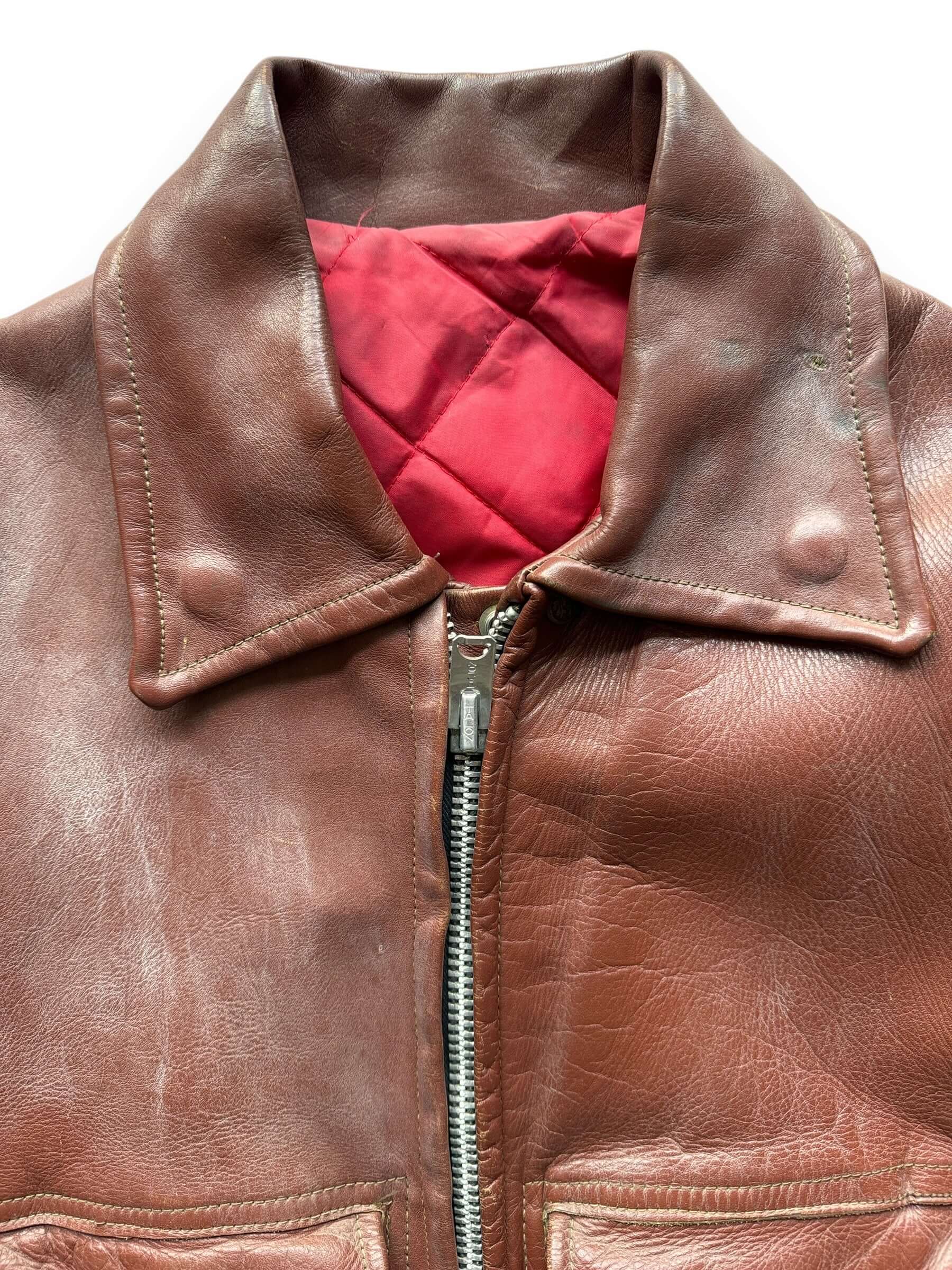 Collar View of Vintage Apparel Annex Leather Jacket SZ M