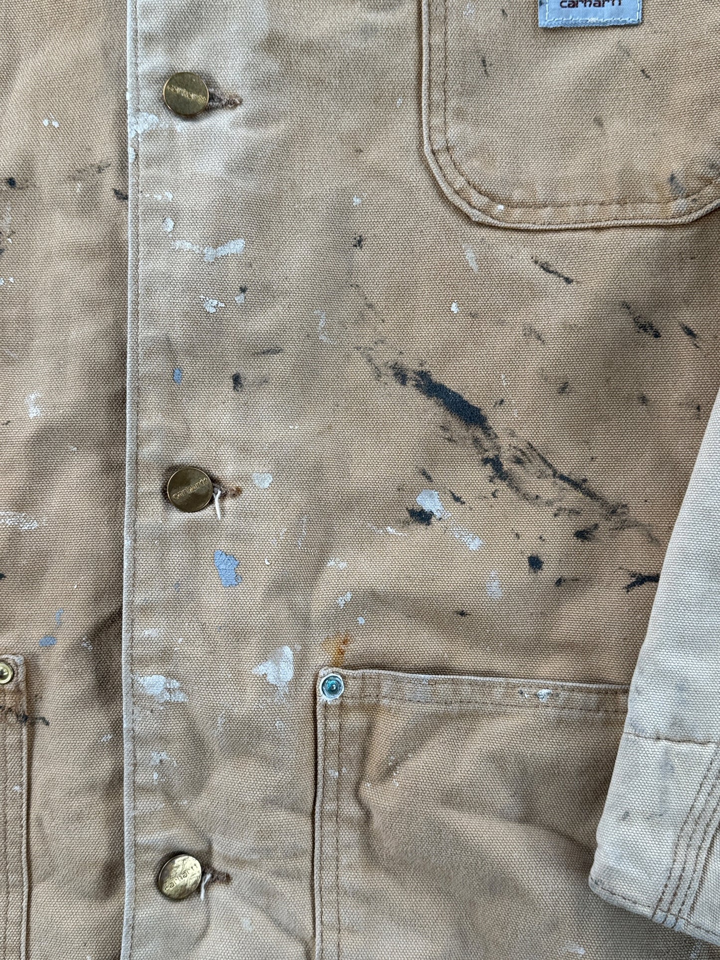Paint on Vintage Carhartt Paint Splattered Chore Coat SZ XL