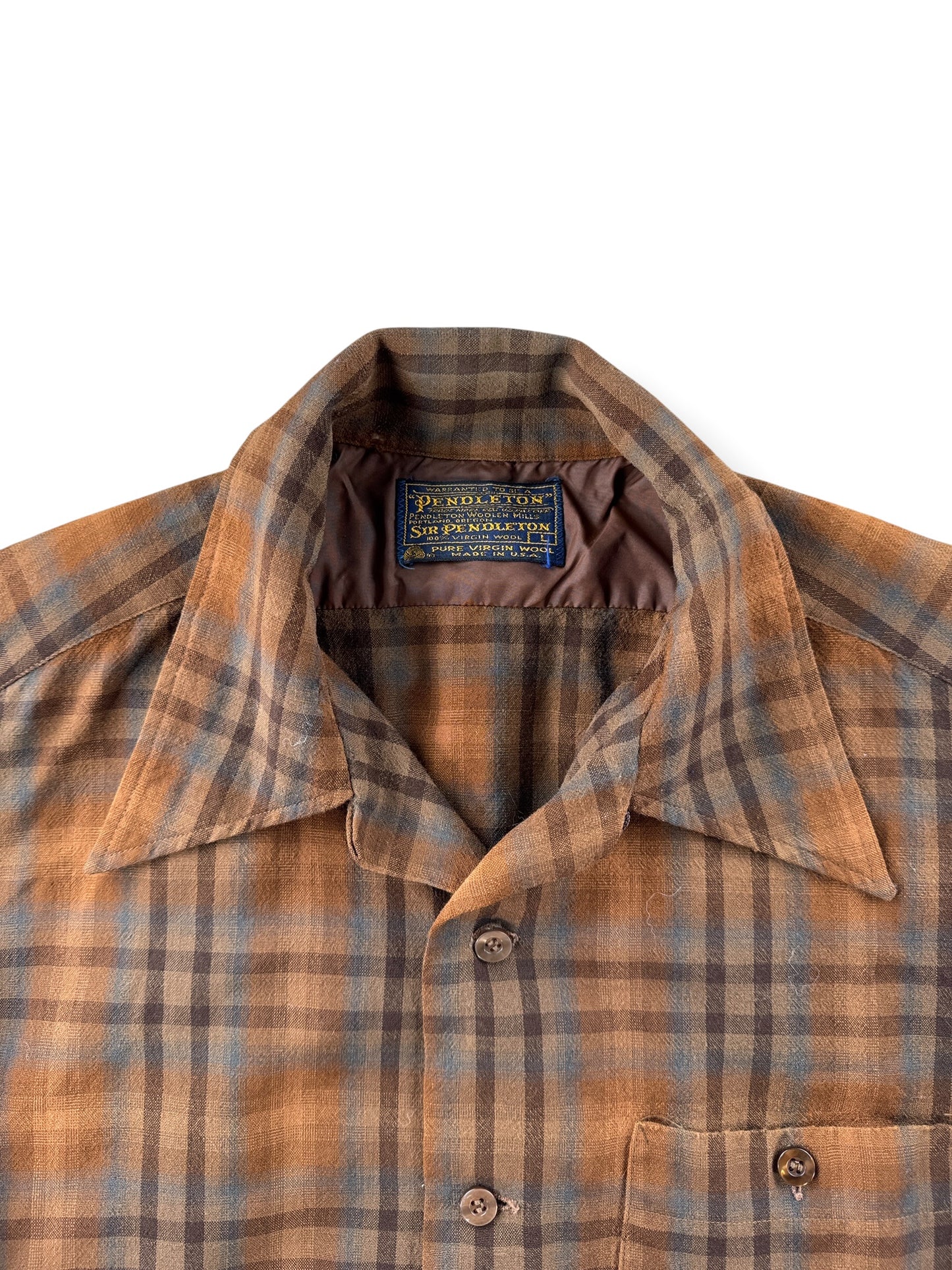 Collar on Vintage Sir Pendleton Flannel SZ L - AS IS