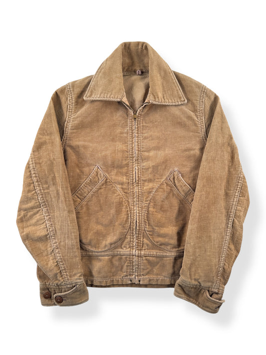 Front of Vintage 30s Era Corduroy Jacket with Grommet Zipper SZ S