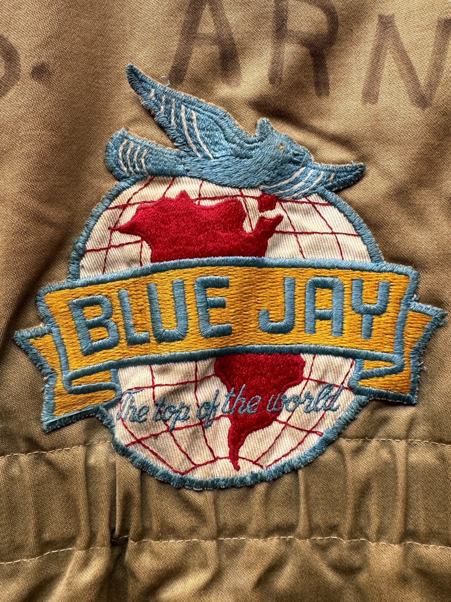 Back Patch on Vintage Sportclad U.S. Arney Blue Jay Parka SZ L