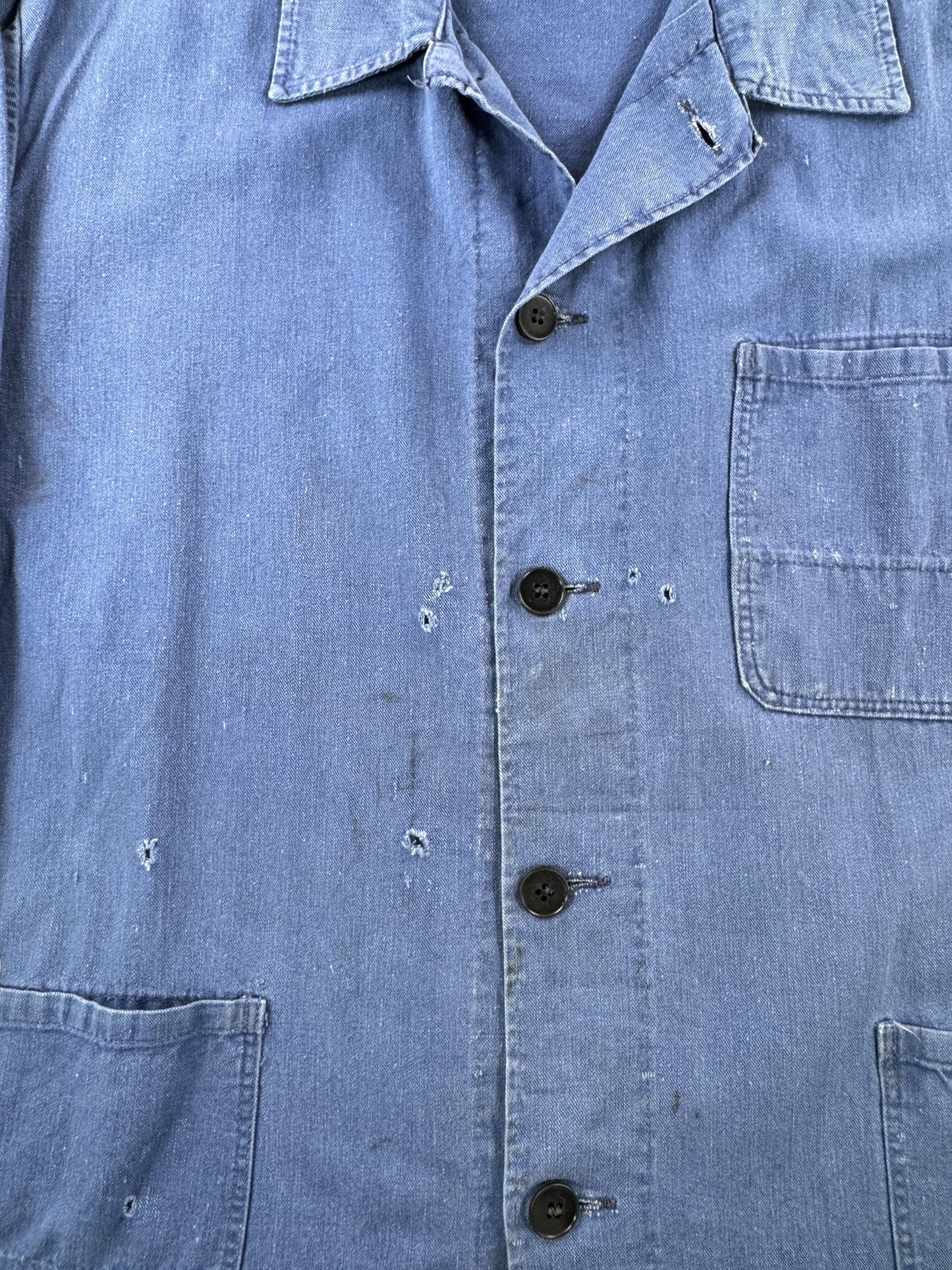 Wear on Vintage Rofa Thrashed French Chore Coat SZ XL