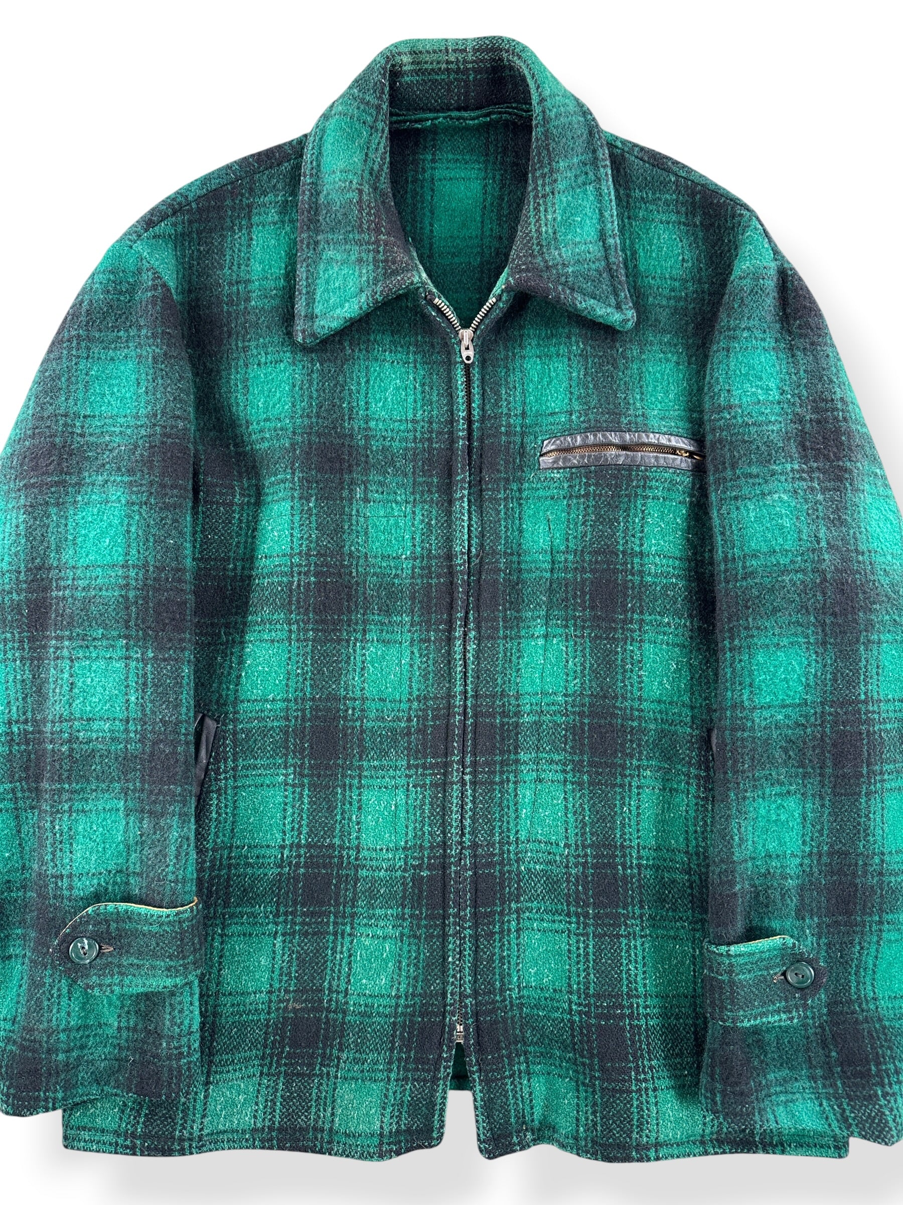 Front Close Up of Vintage 50s Wool Sport Jacket SZ XL