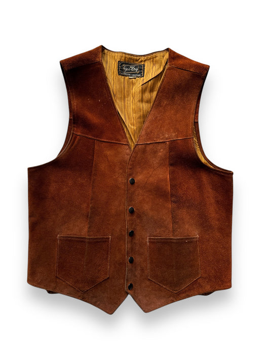 front of Vintage Suede Leather Western Vest SZ 42