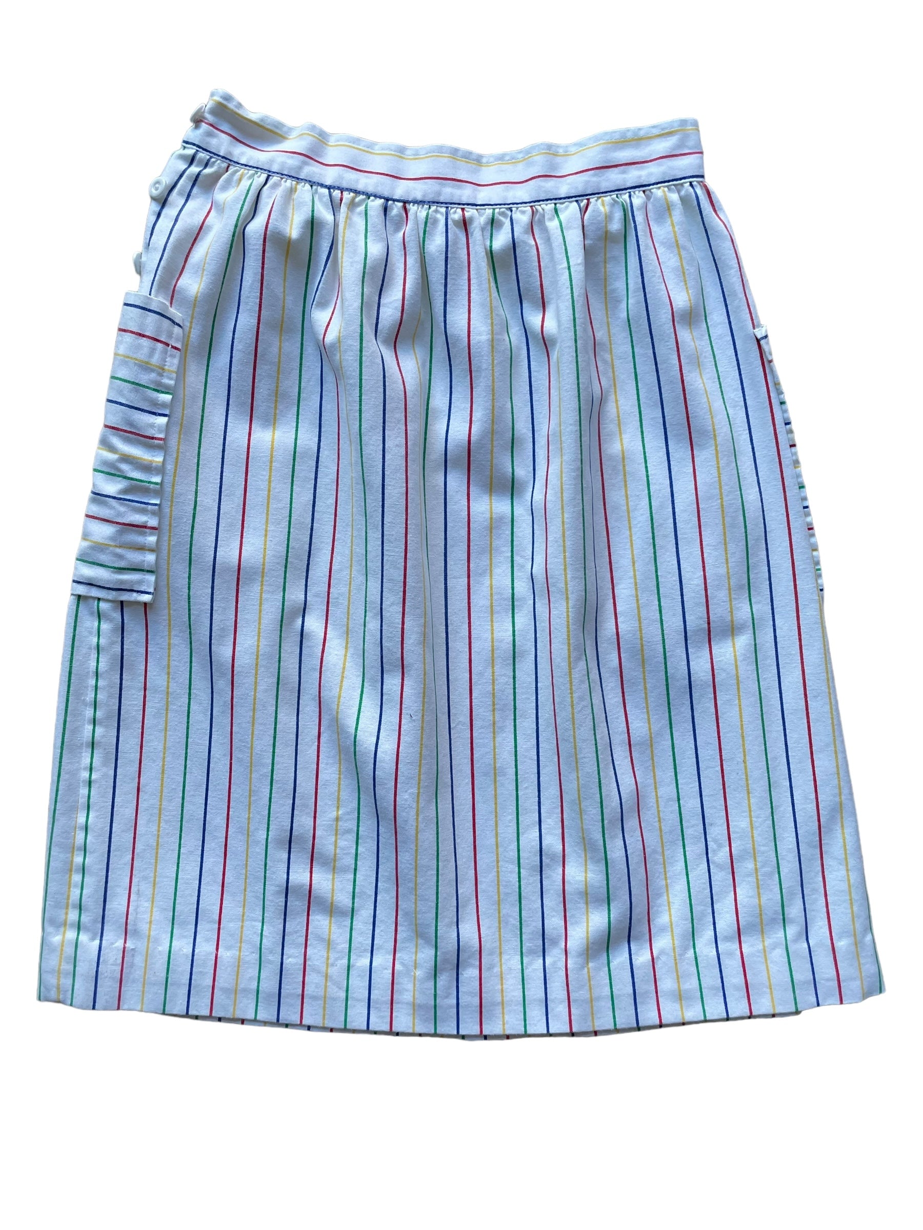 Full back view of 1980s Striped Cotton Skirt SZ S-M