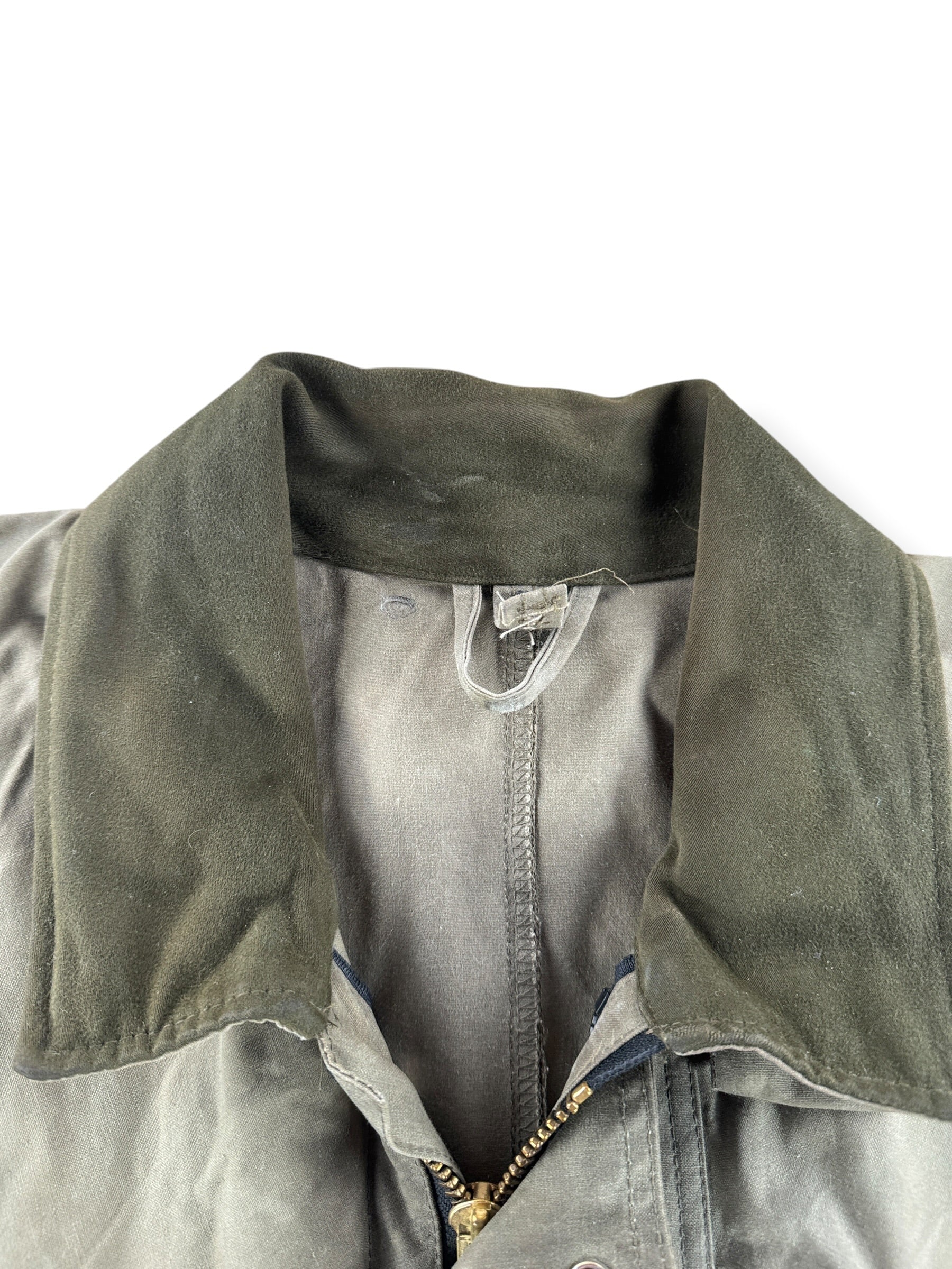 Collar on Filson Shelter Cloth Waxed Cotton Packer Jacket SZ XL