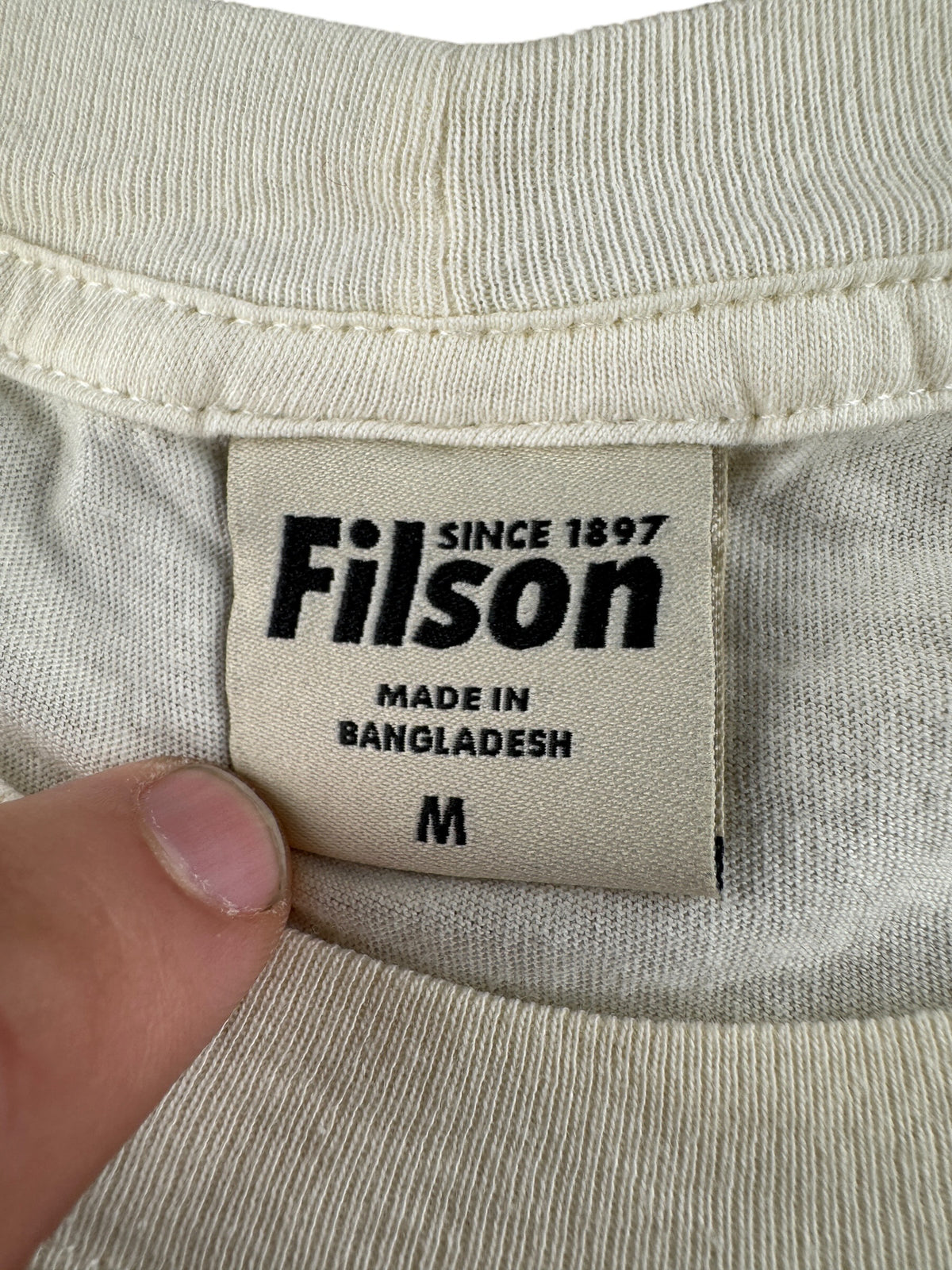 Tag on Filson Modest Mouse Tee SZ M