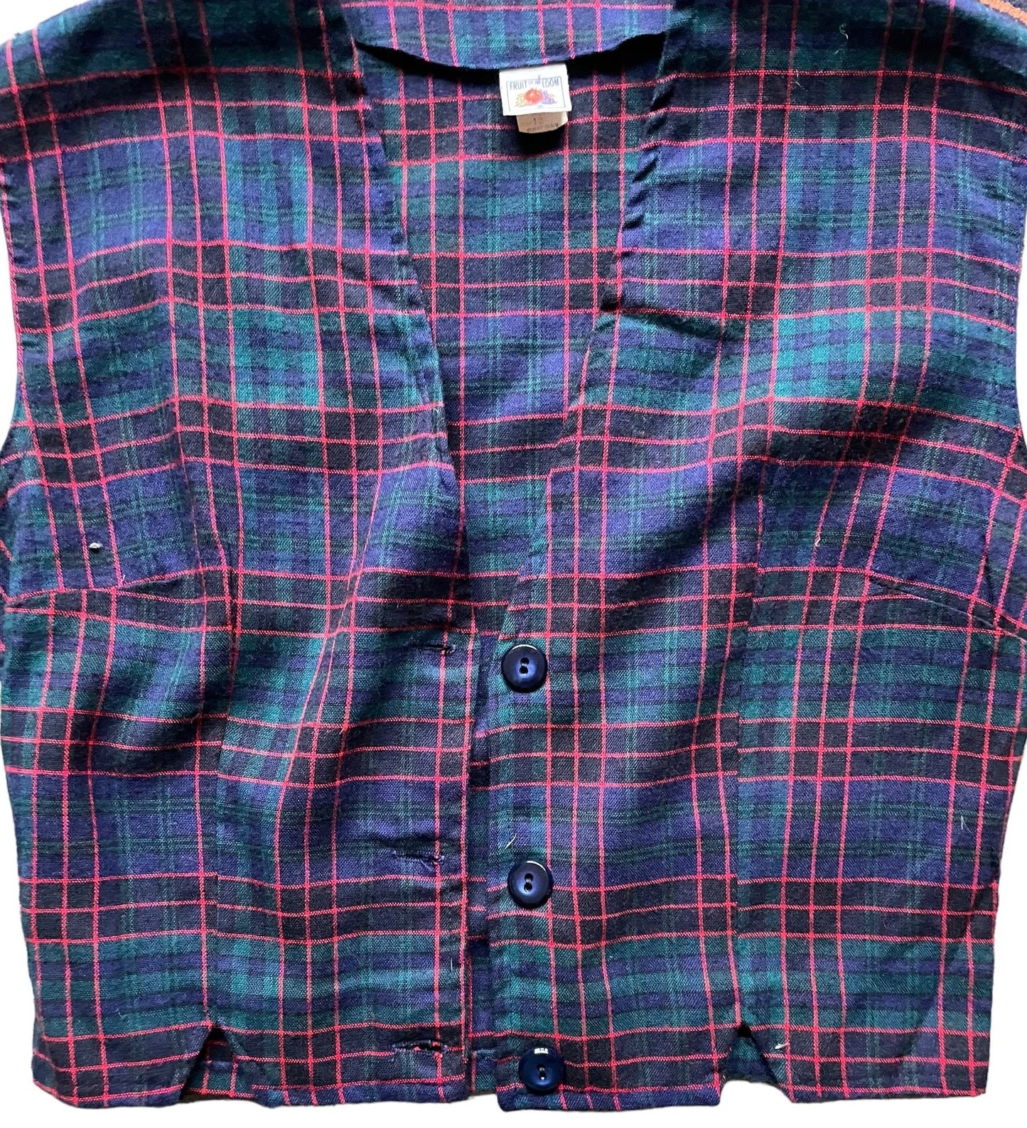 Front unbuttoned view of Vintage 1950s Fruit of the Loom Plaid Vest | Seattle True Vintage | Barn Owl Vintage Goods