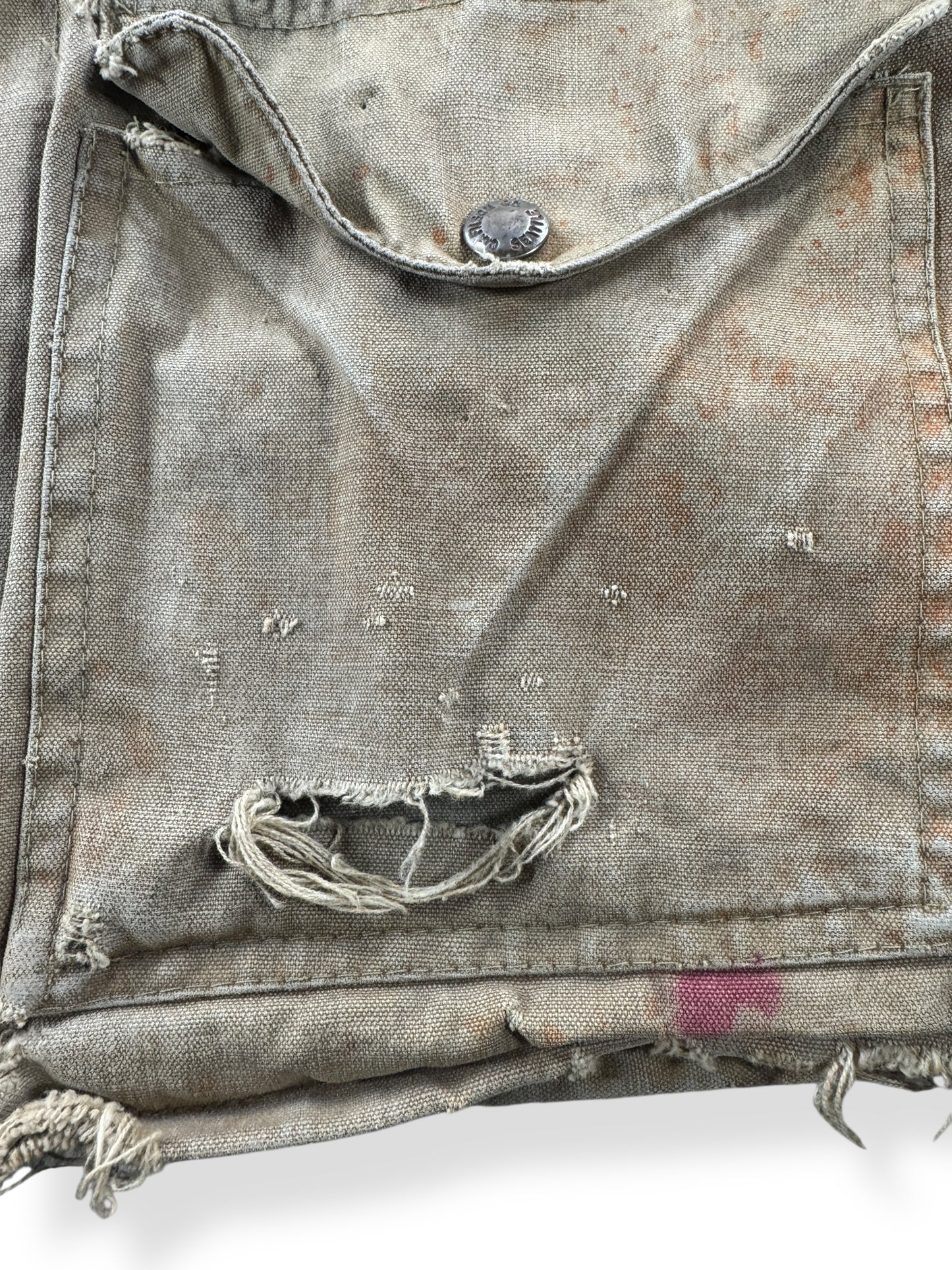 Hole on Vintage Filson Tin Hunting Vest Button Sample SZ 40